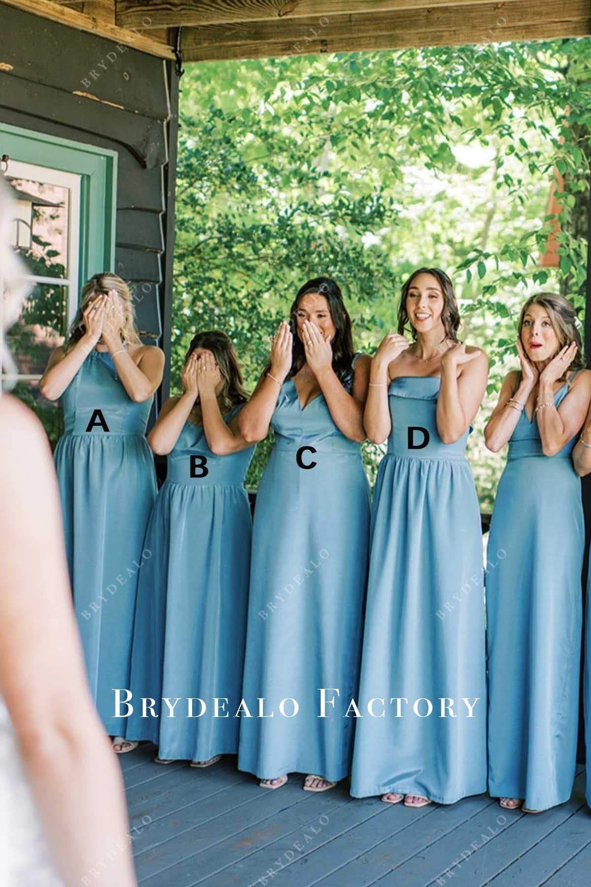 blue sleeveless mismatched bridesmaid dresses