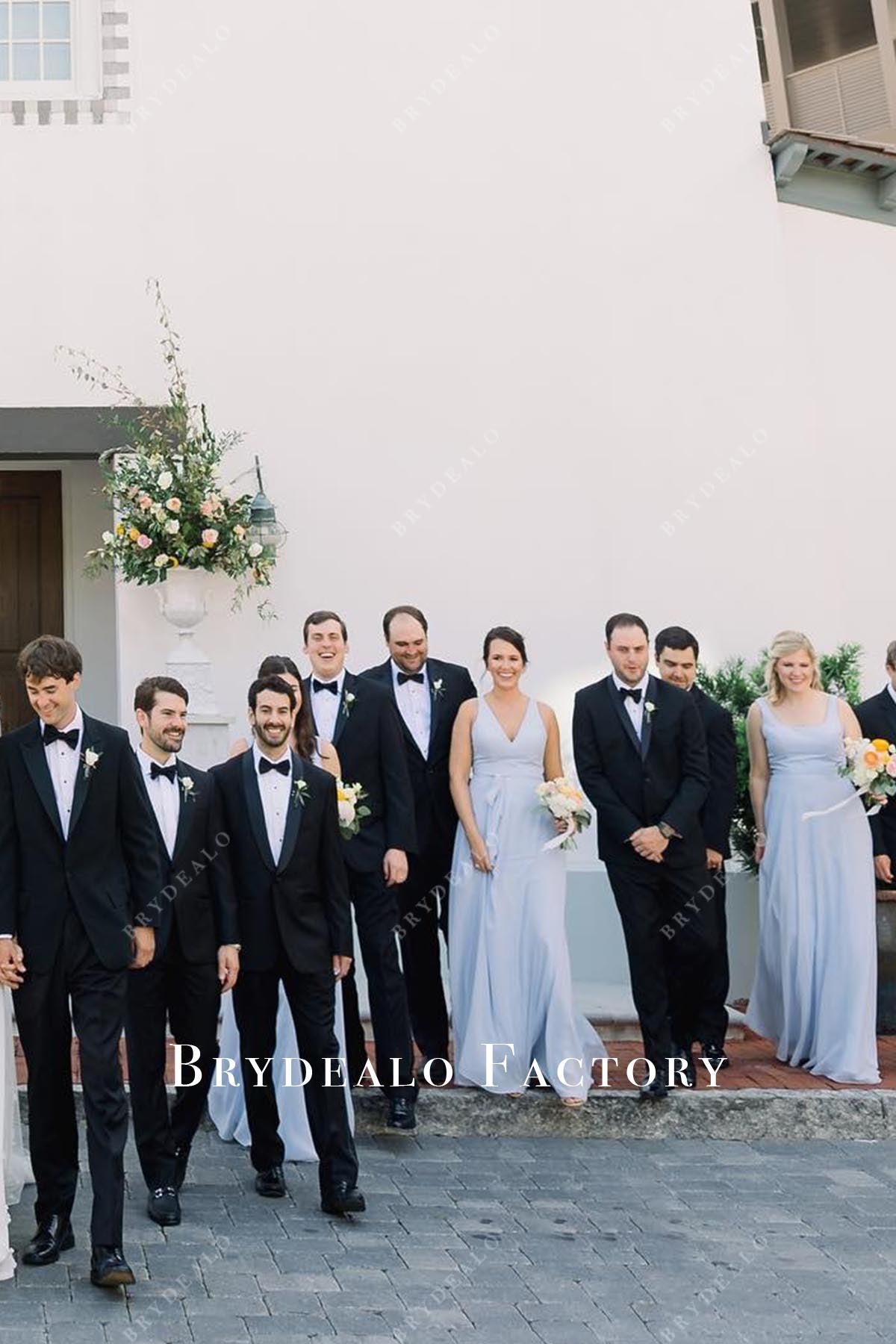 blue sleeveless mismatched bridesmaid dresses