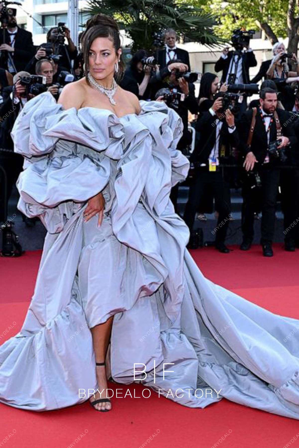 Ashley Graham 2023 Cannes Film Festival Red Carpet Sky Blue Dress