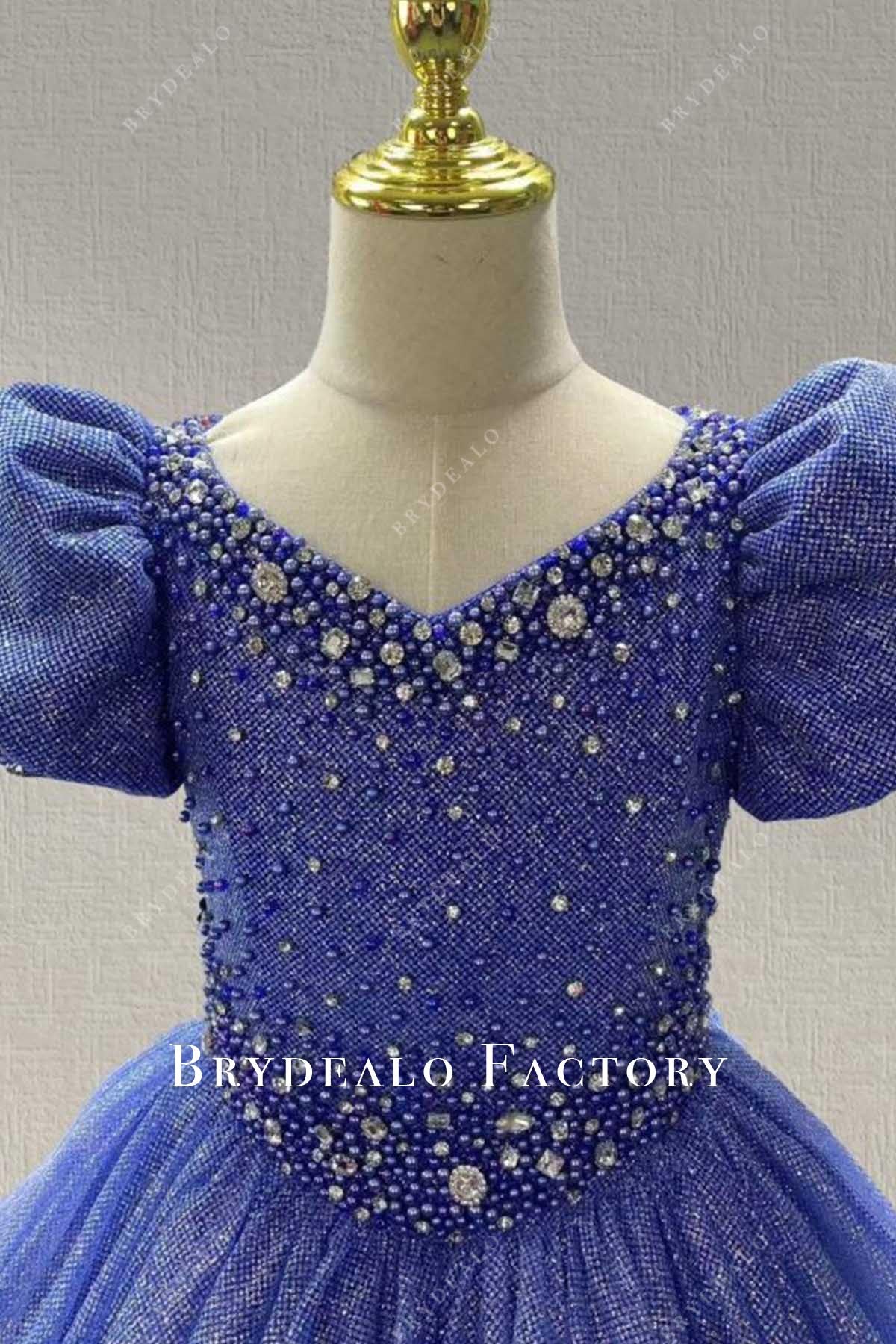 blue v neck pageant dress