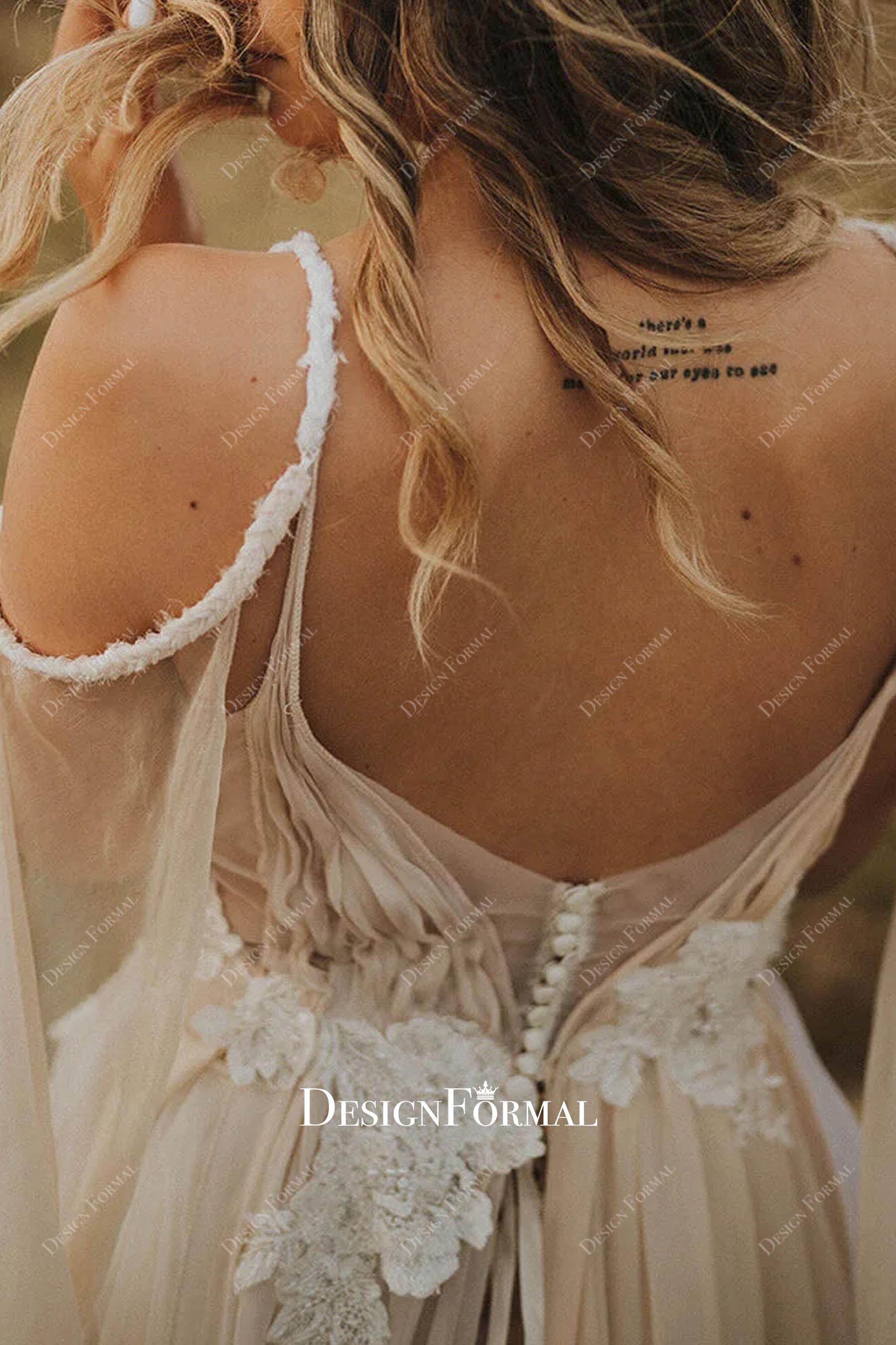 boho buttoned back wedding dress