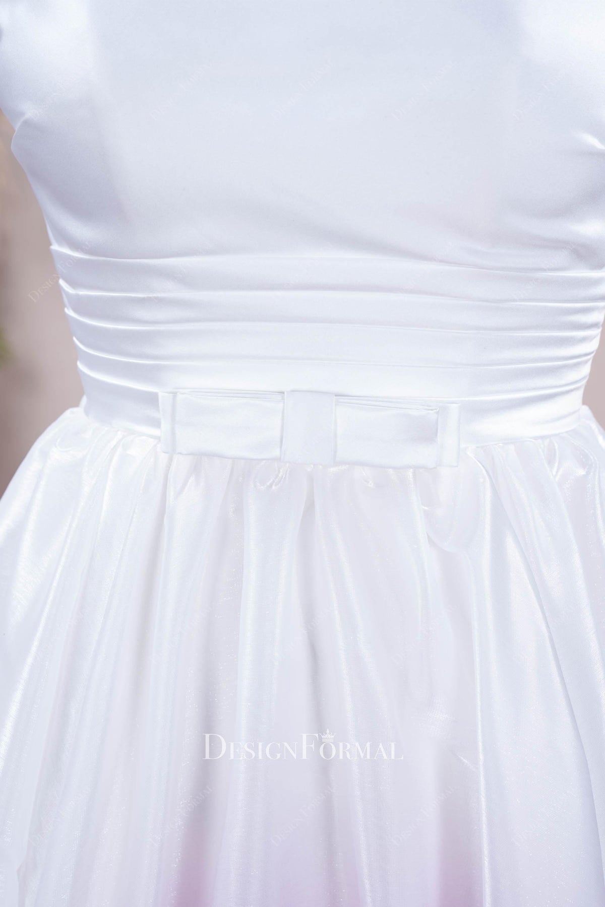 bowknot pleated organza wedding dress 20191-01