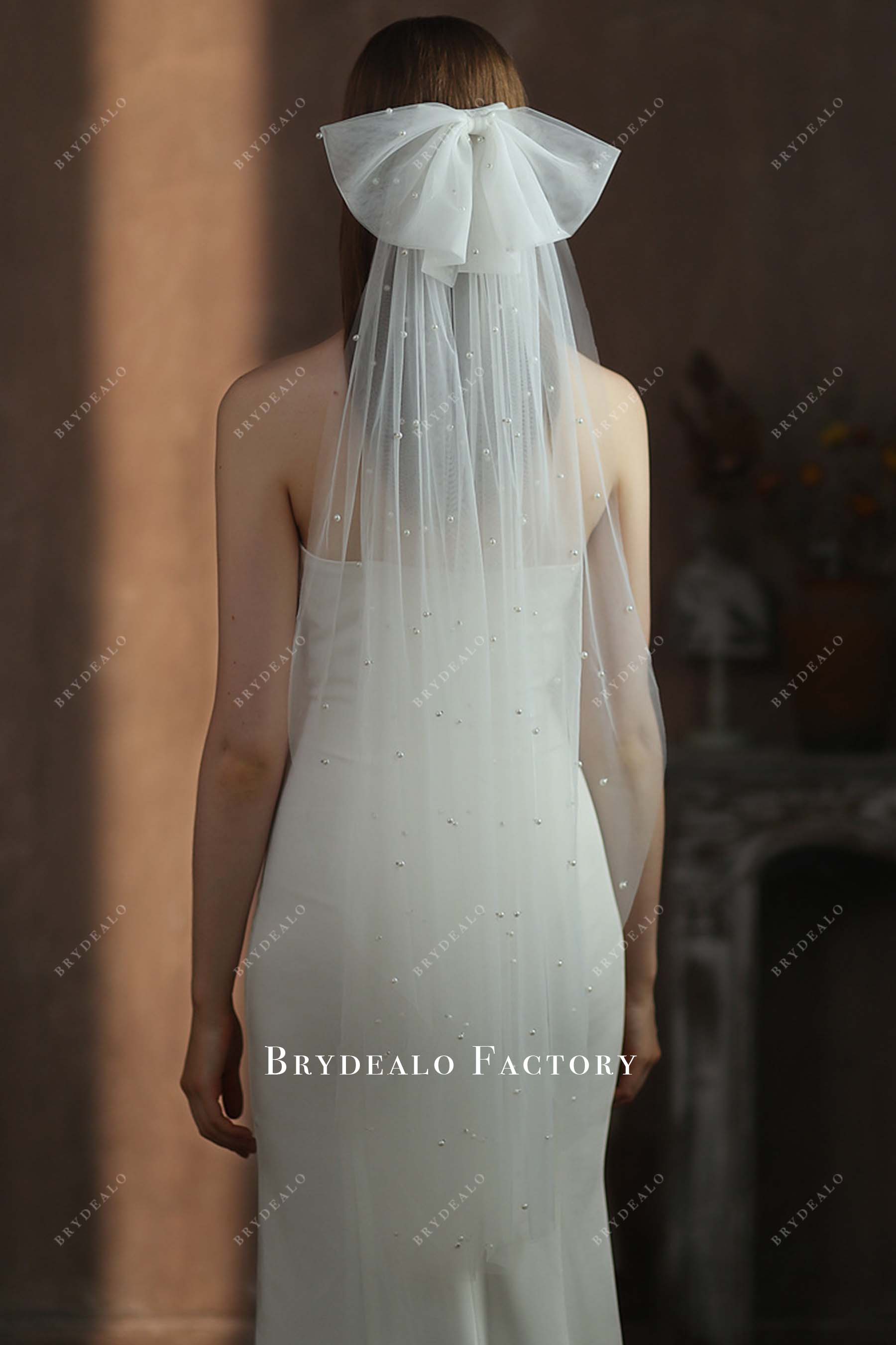 bowknot tulle bridal veil