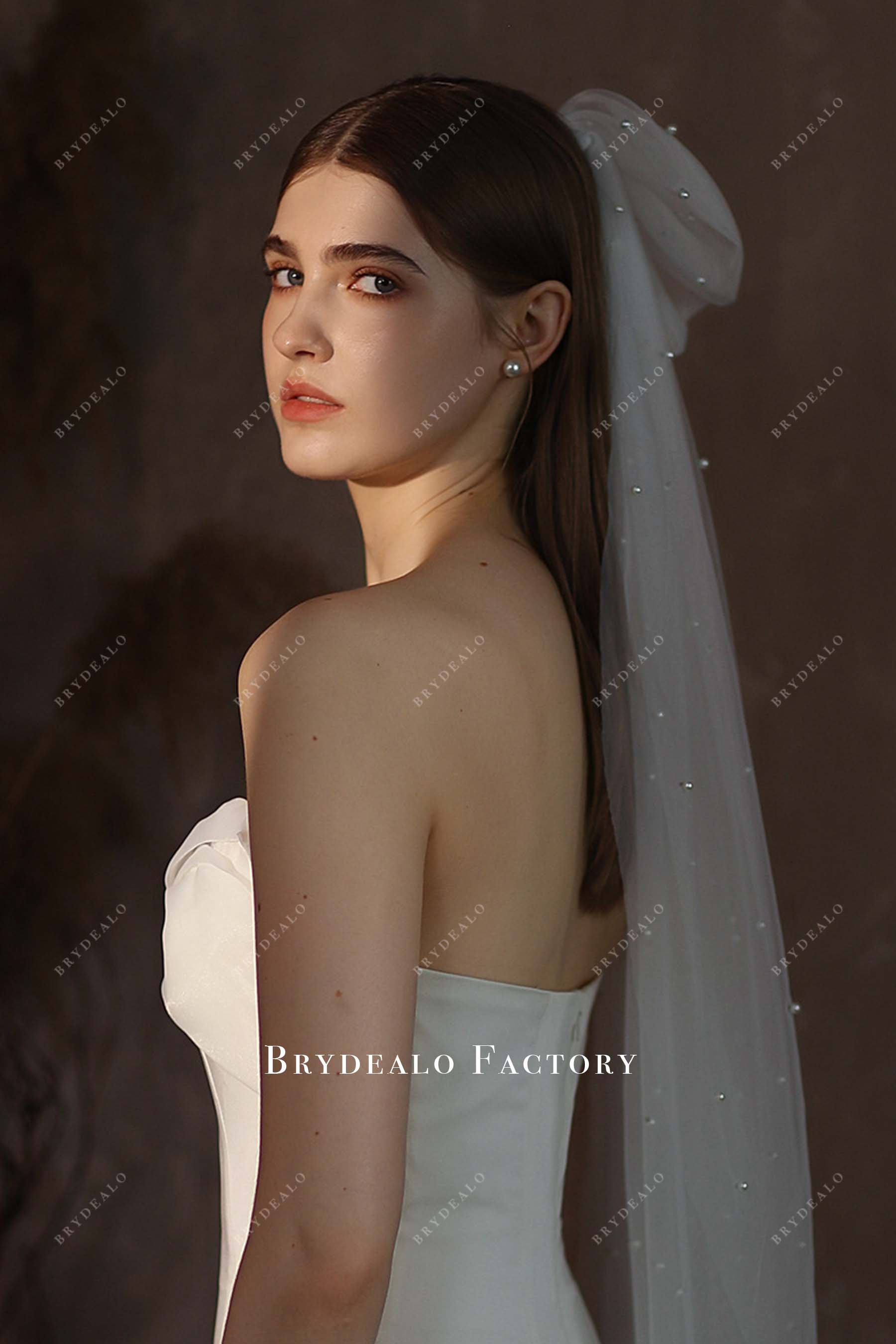 bowknot with comb bridal veil