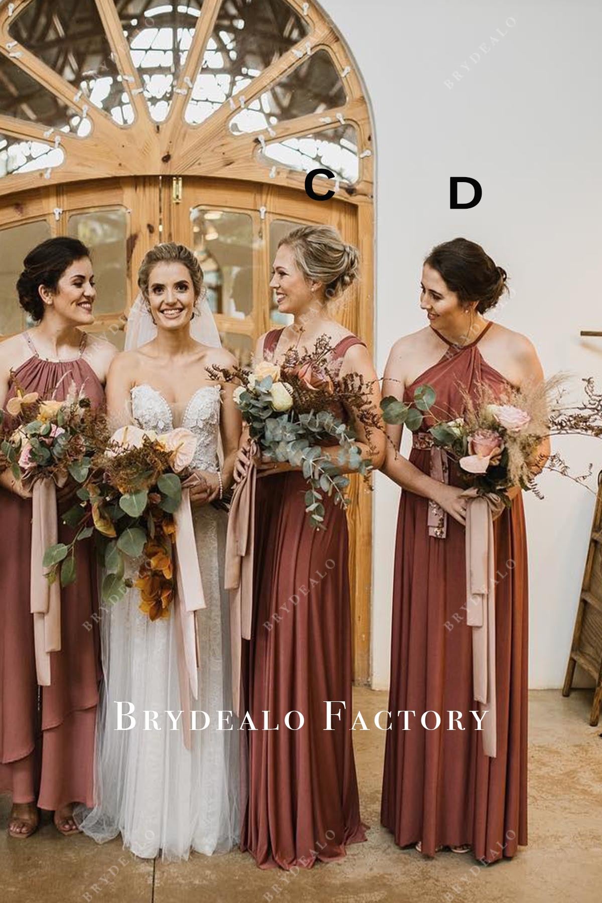 brown mismatched bridesmaid dresses