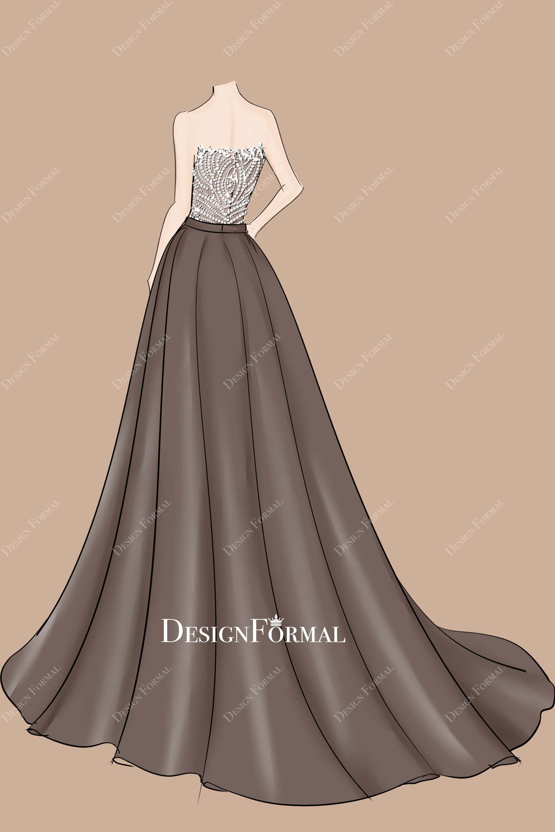 brown satin overskirt prom dress