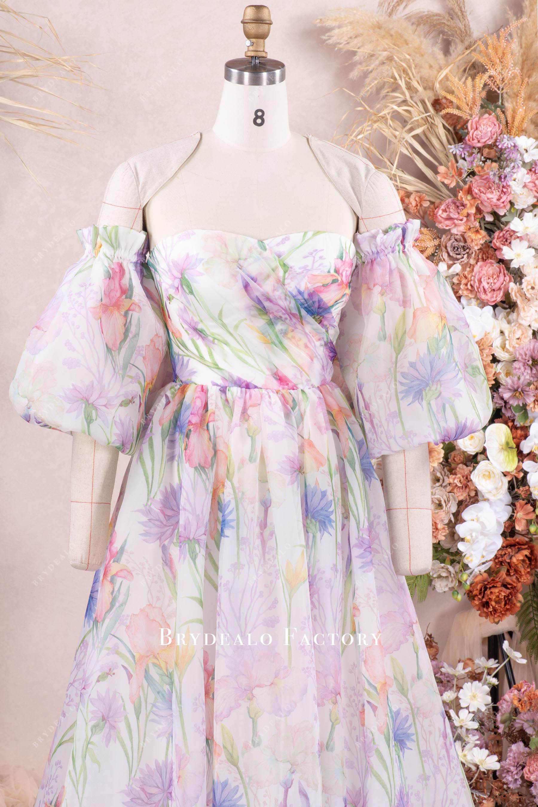 bubble sleeve wedding dress