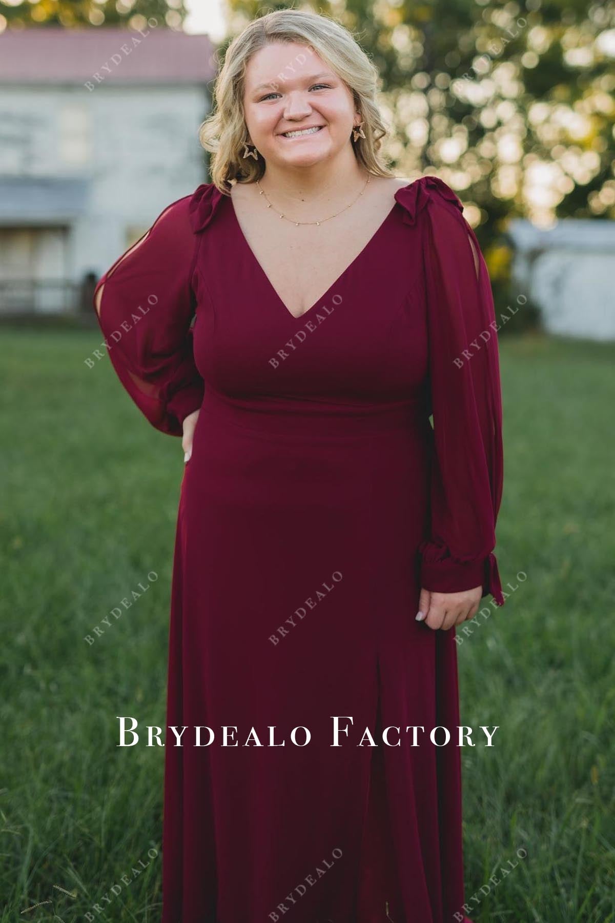 burgundy a line formal dress