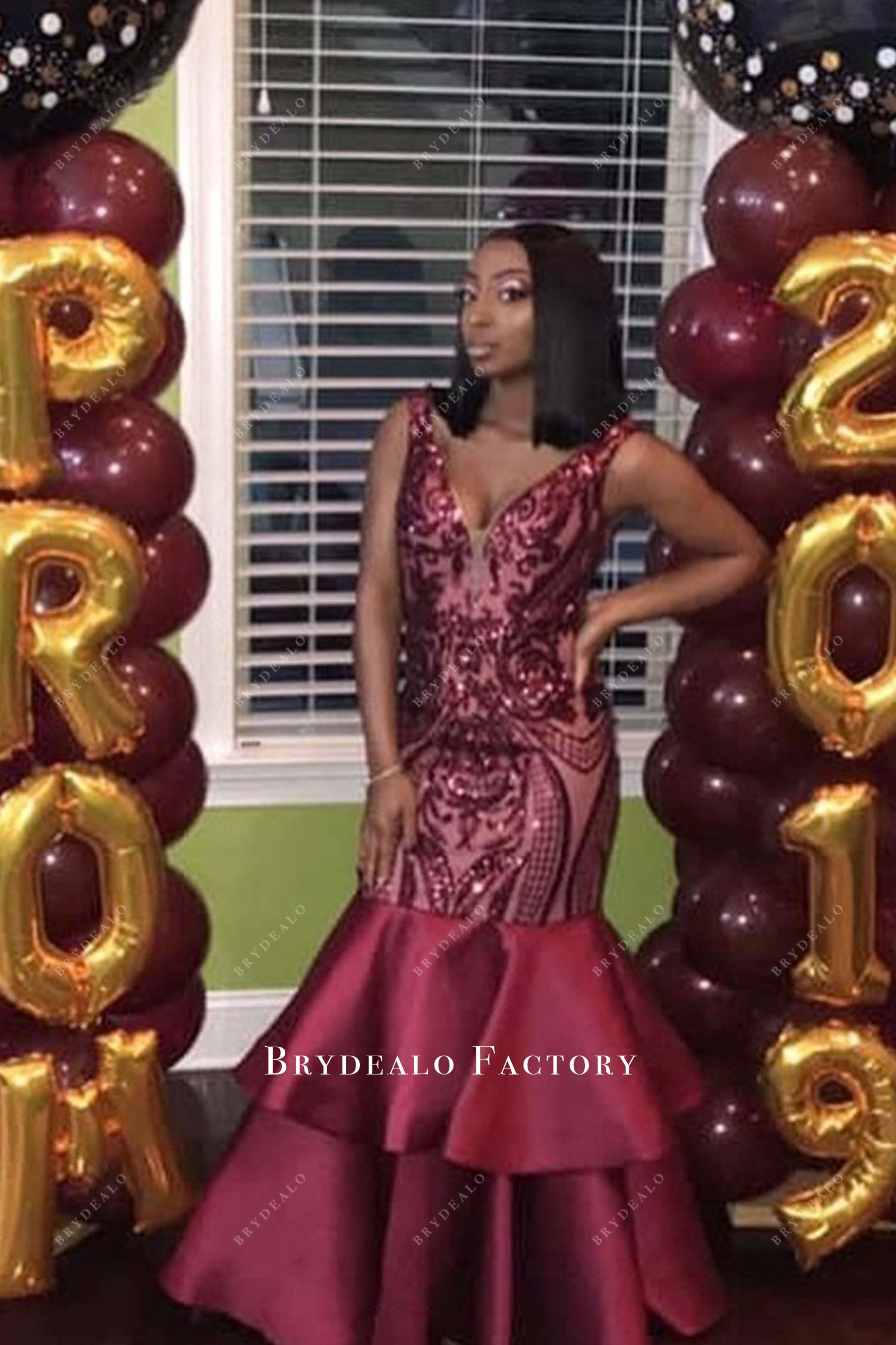 Burgundy Sequined Trumpet Floor Length Prom Dress Burgundy Sequined Trumpet Floor Length Prom Dress