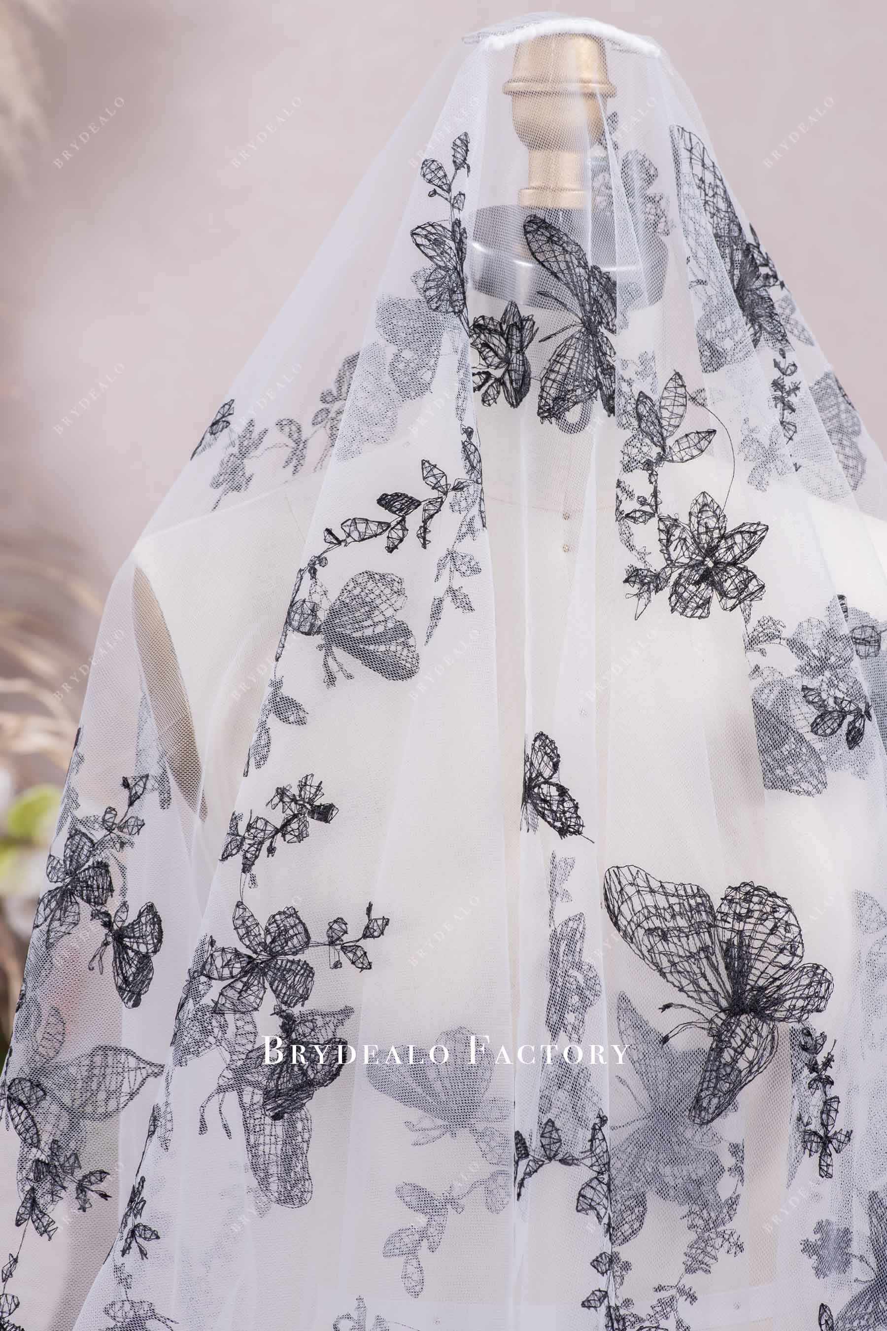 butterfly lace appliques wedding veil