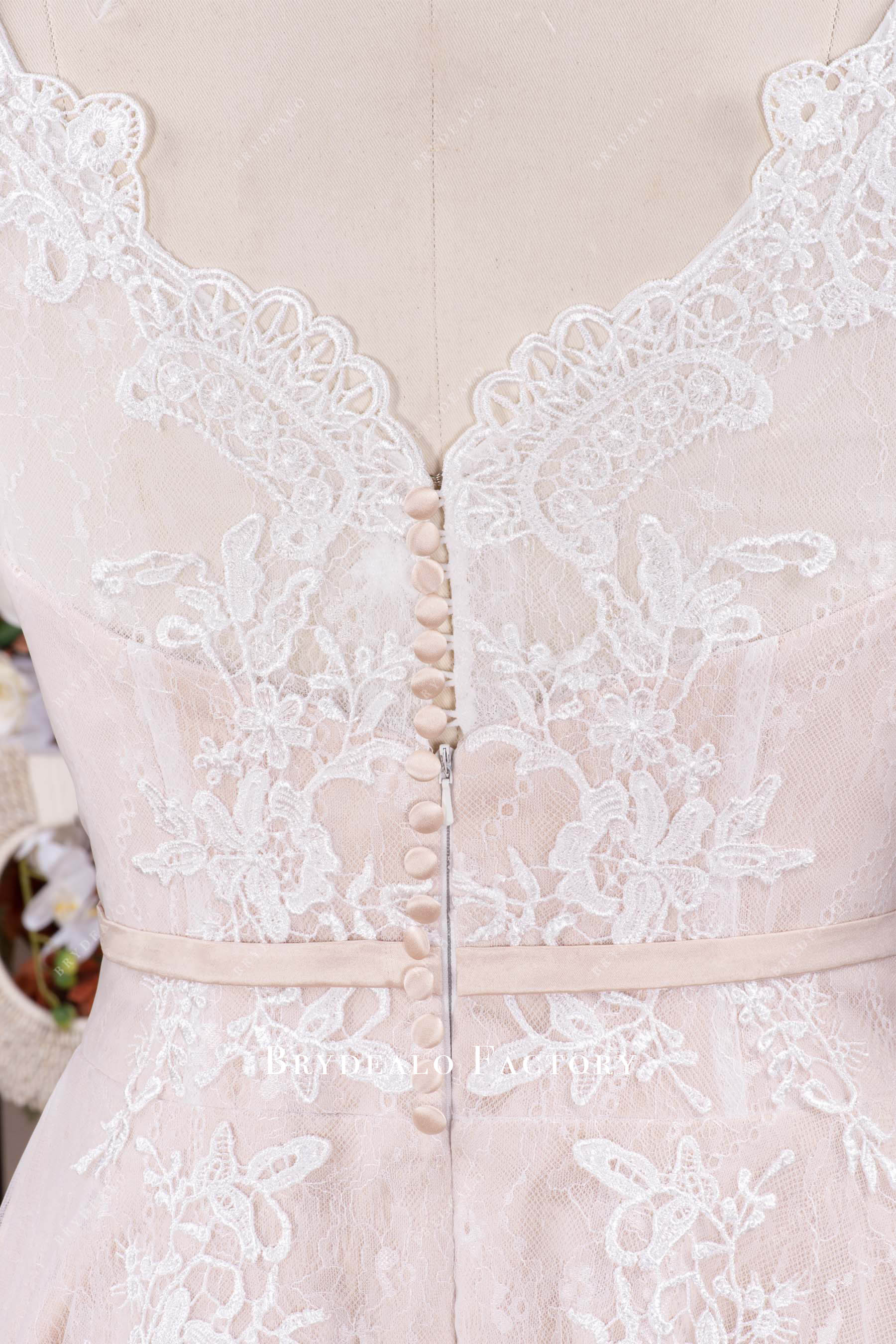 buttoned back wedding dress