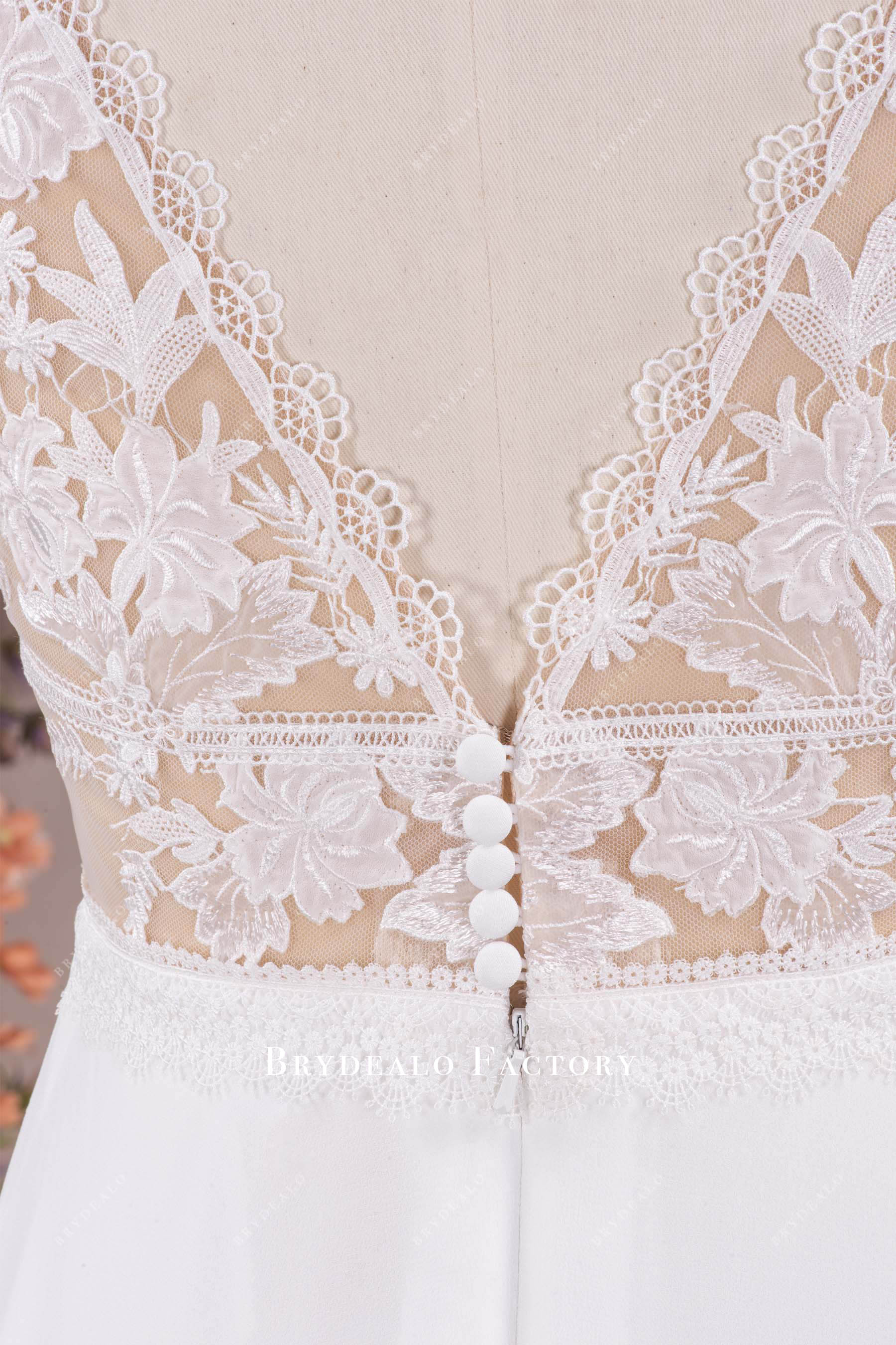 buttoned back wedding dress