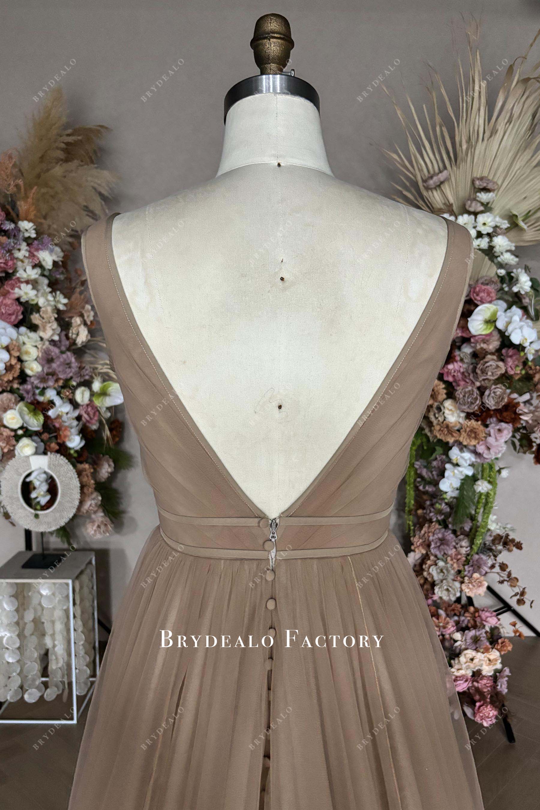 button v back wedding dress