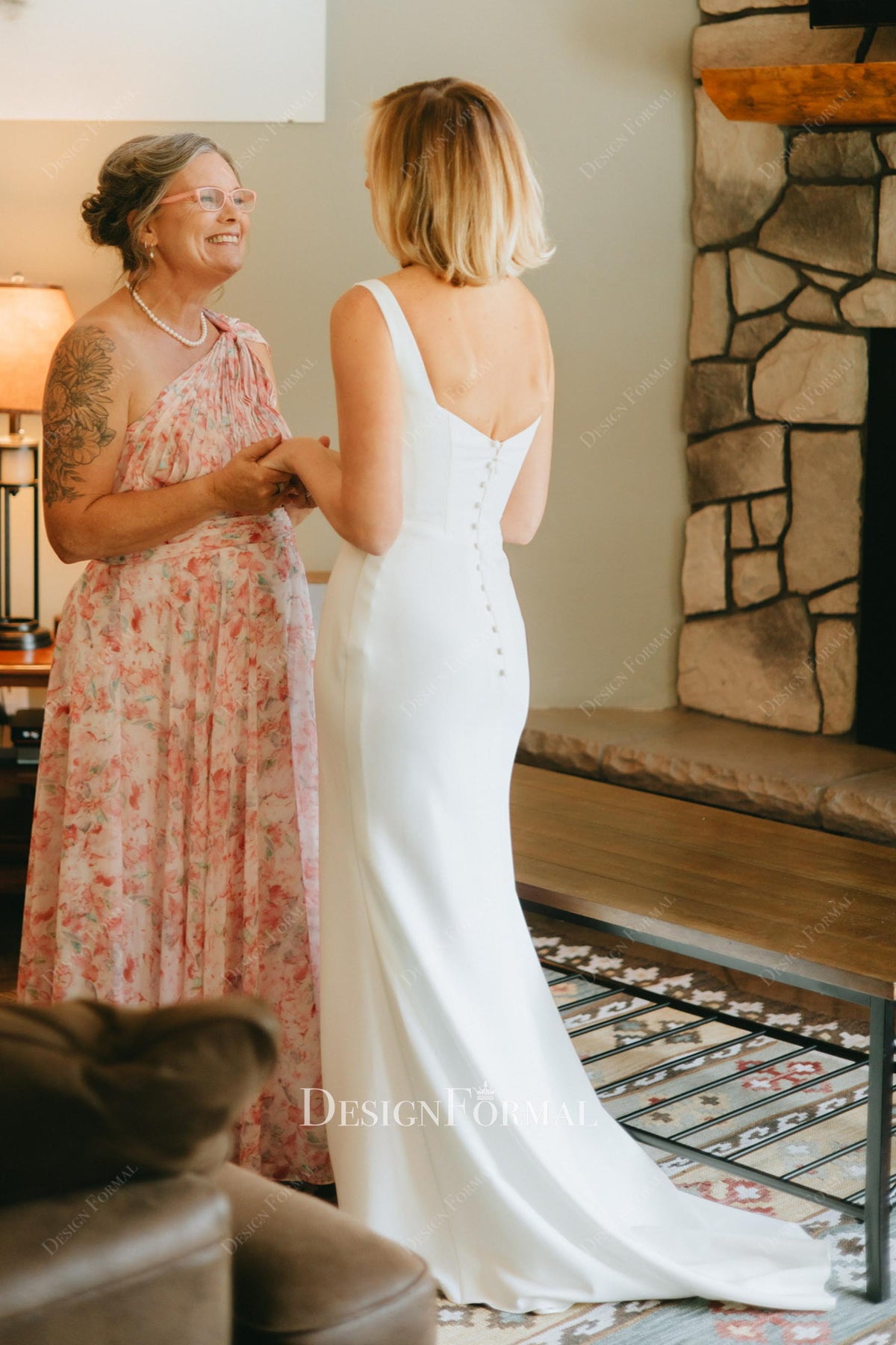 buttons open back court train bridal gown