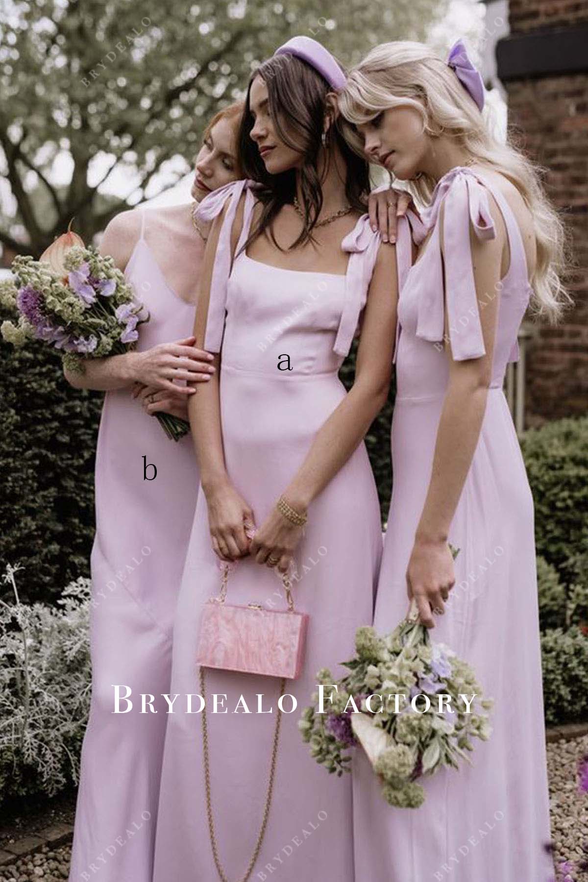 candy pink mismatched bridesmaid dresses