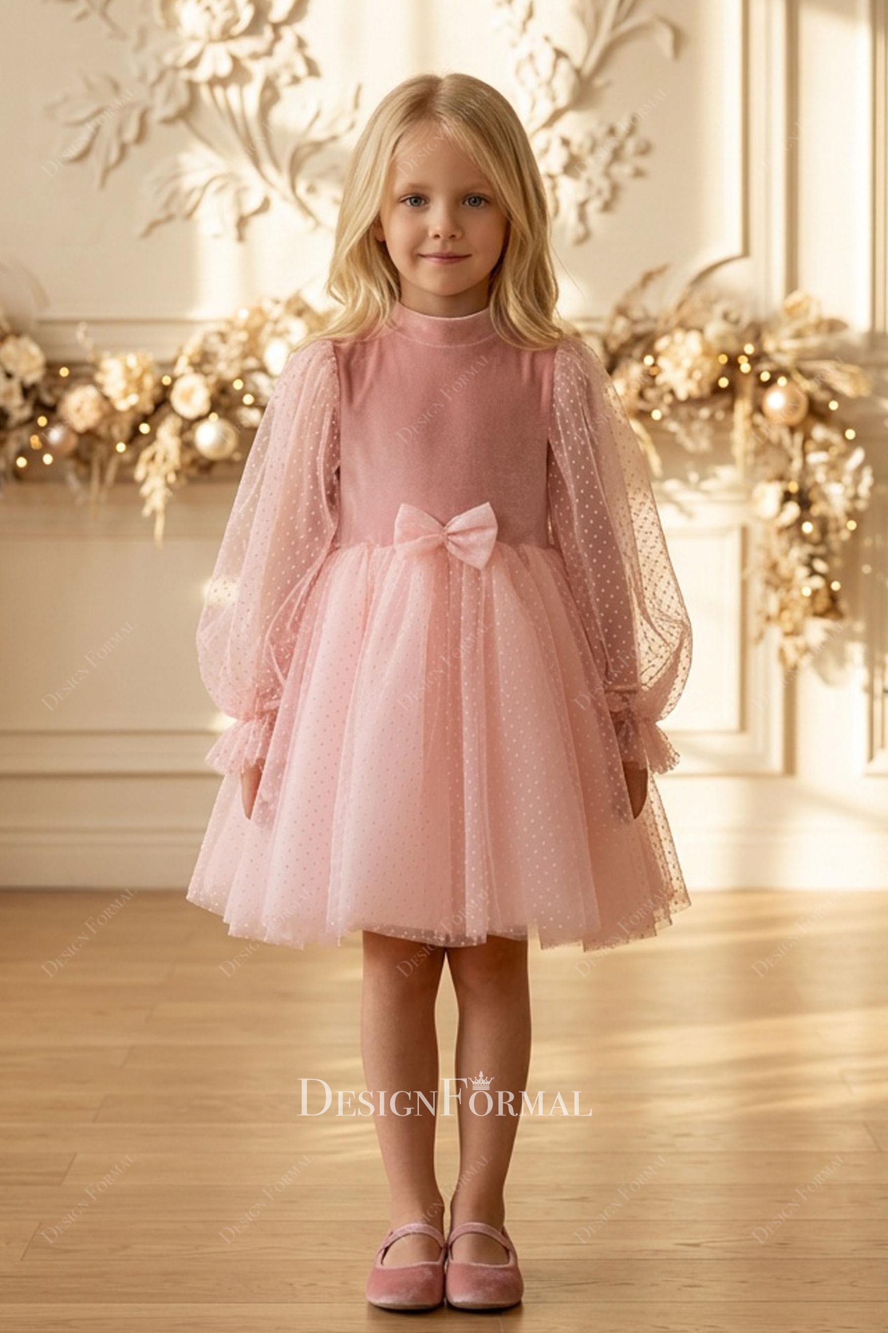 candy pink little girl holiday a line dress