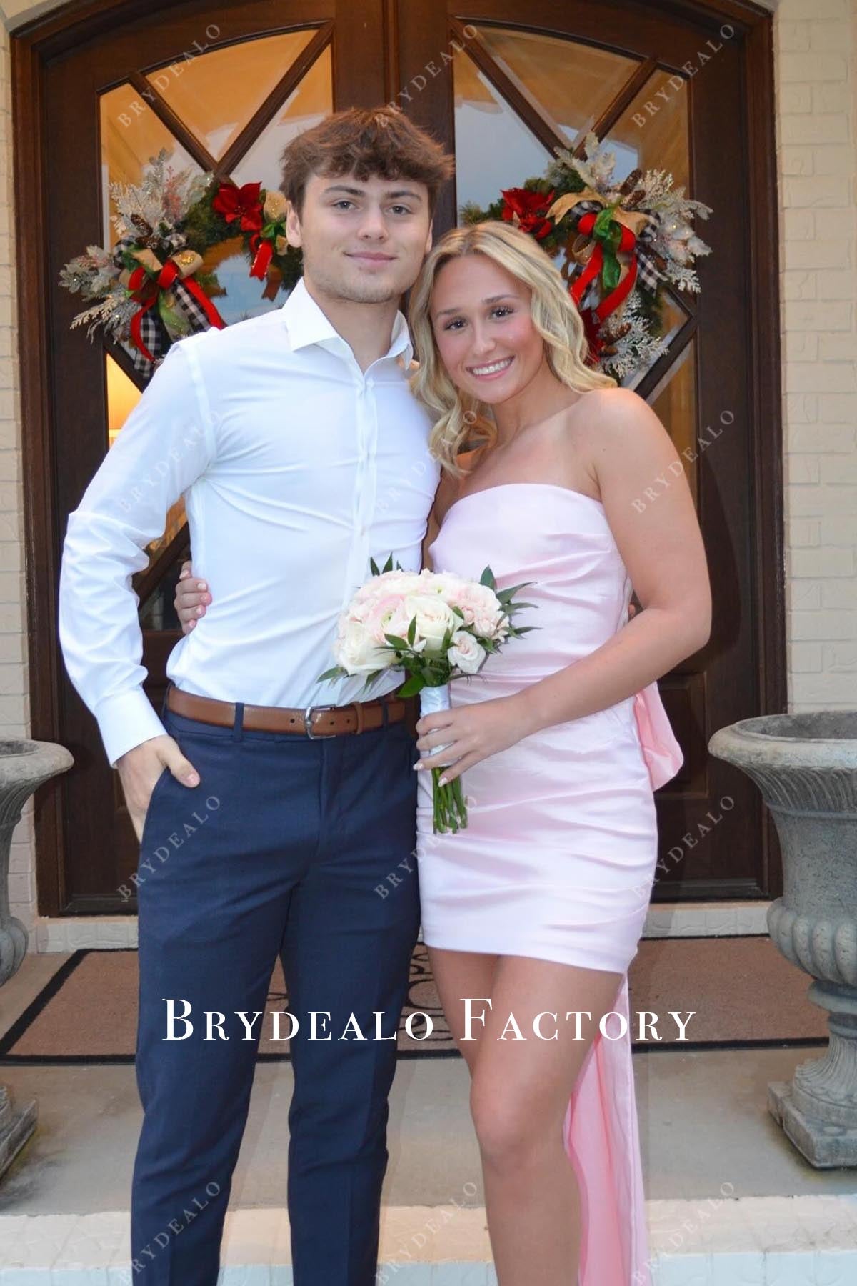 candy pink strapless formal dress