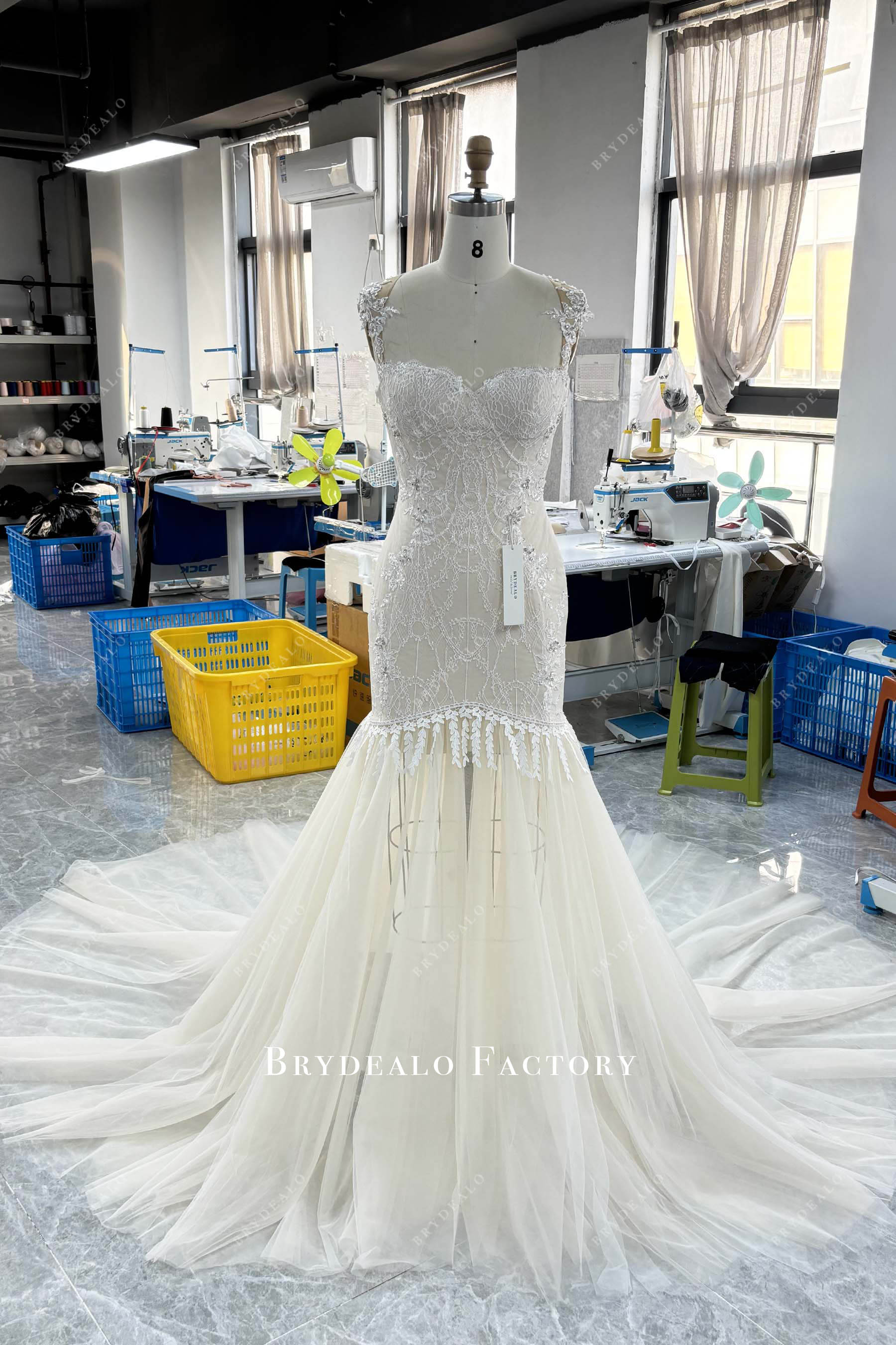 champagne lace wedding dress