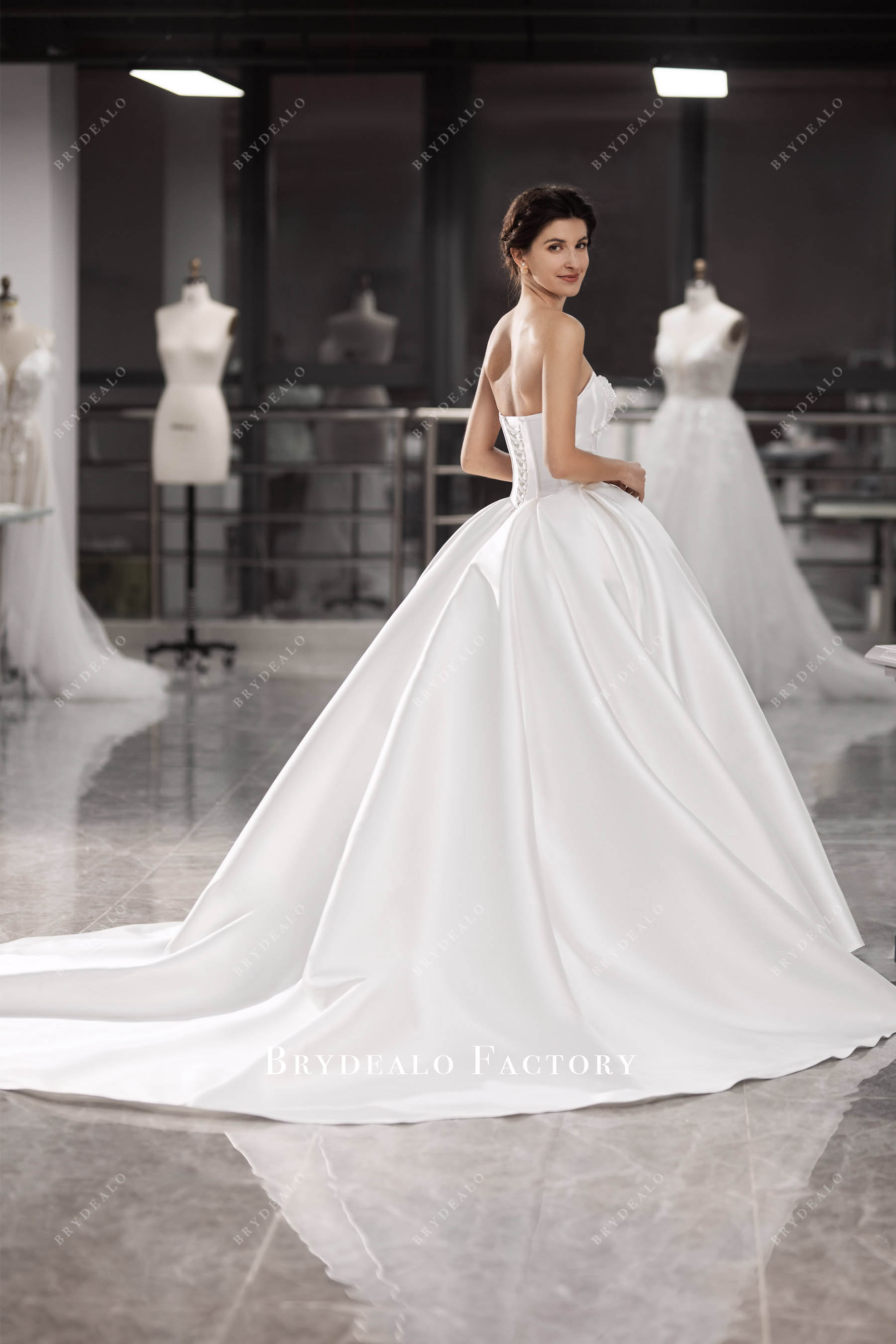 Designer Mikado Princess Long Train Wedding Ballgown
