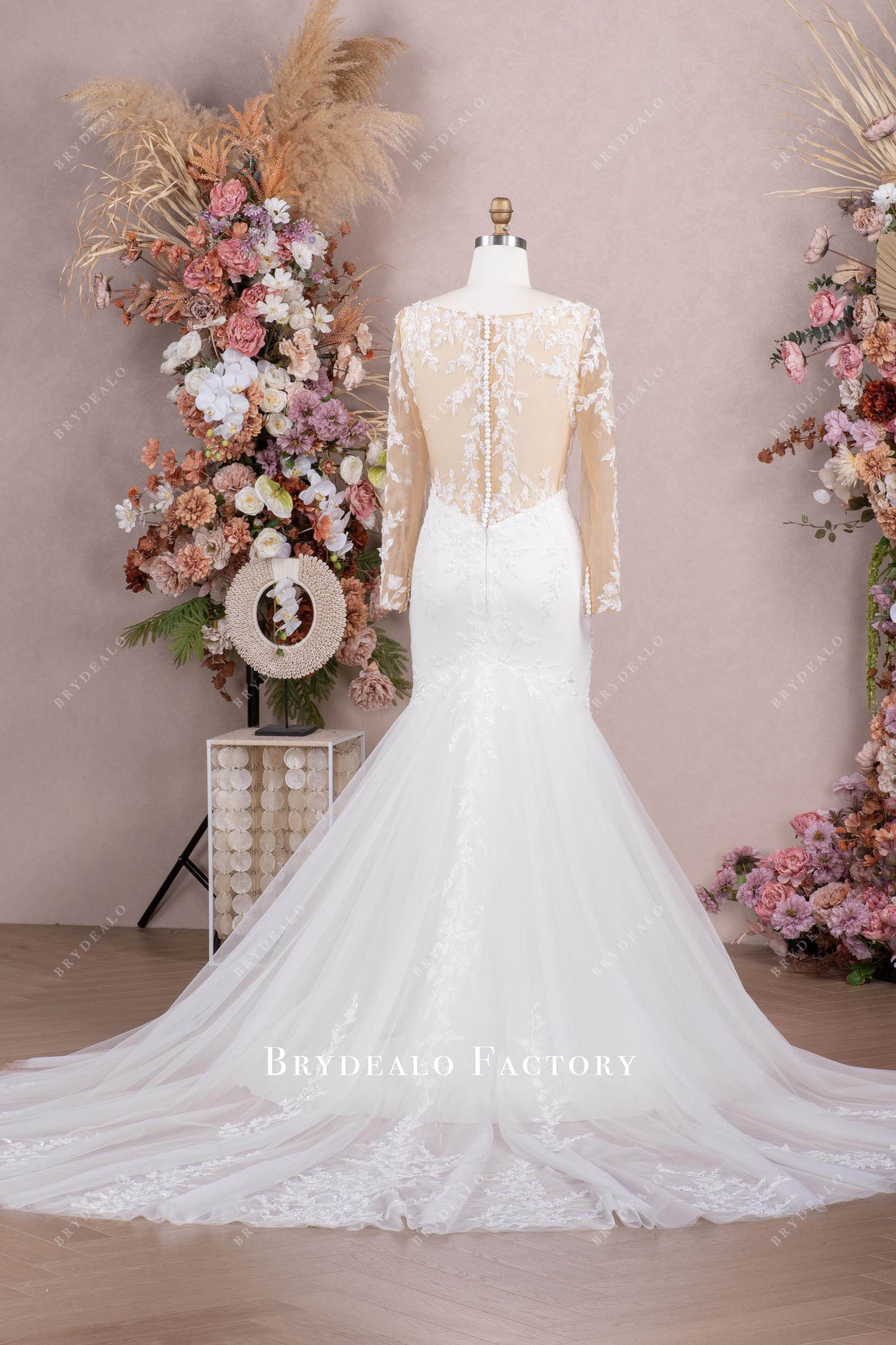 chapel train mermaid bridal gown