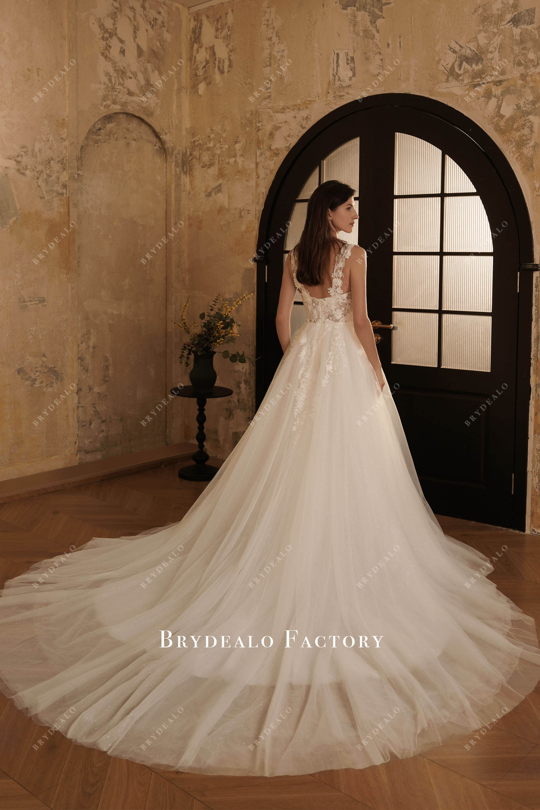 chapel train wedding dress