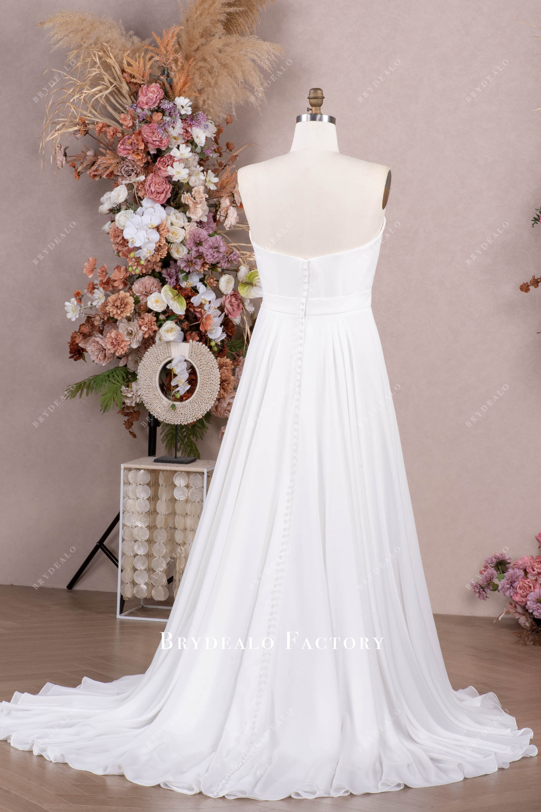 chiffon a line wedding gown