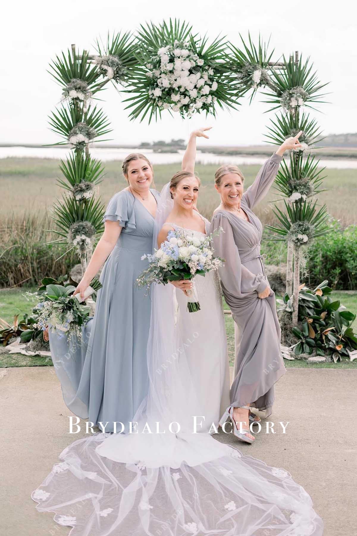 chiffon long mismatched bridesmaid dresses
