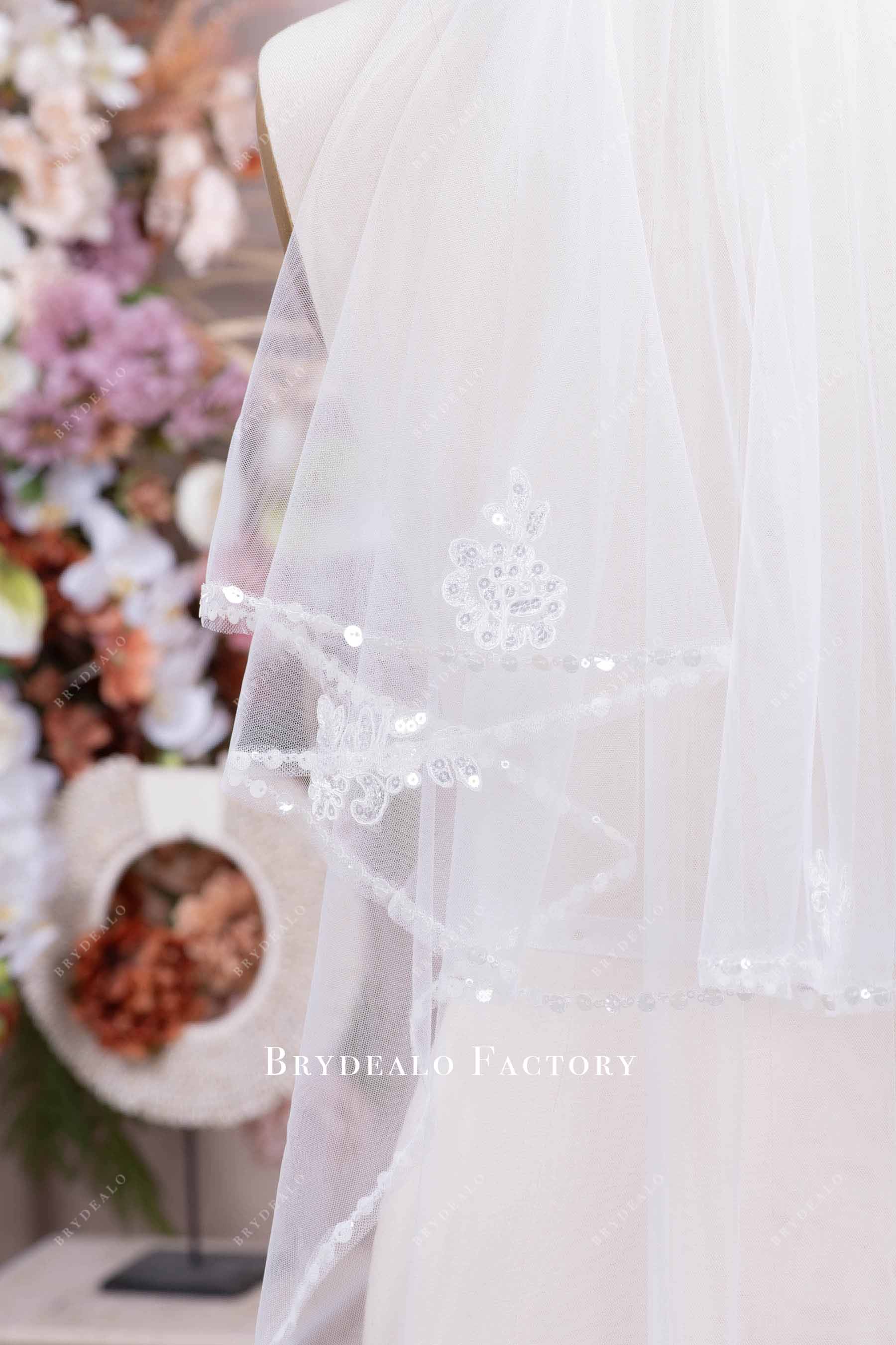 clear sequin edge wedding veil