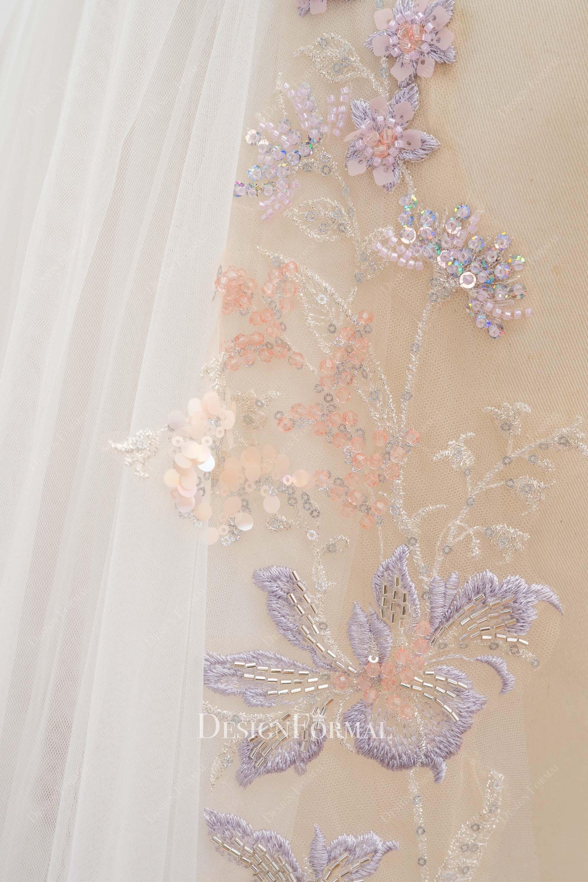 colorful beading lace bridal veil