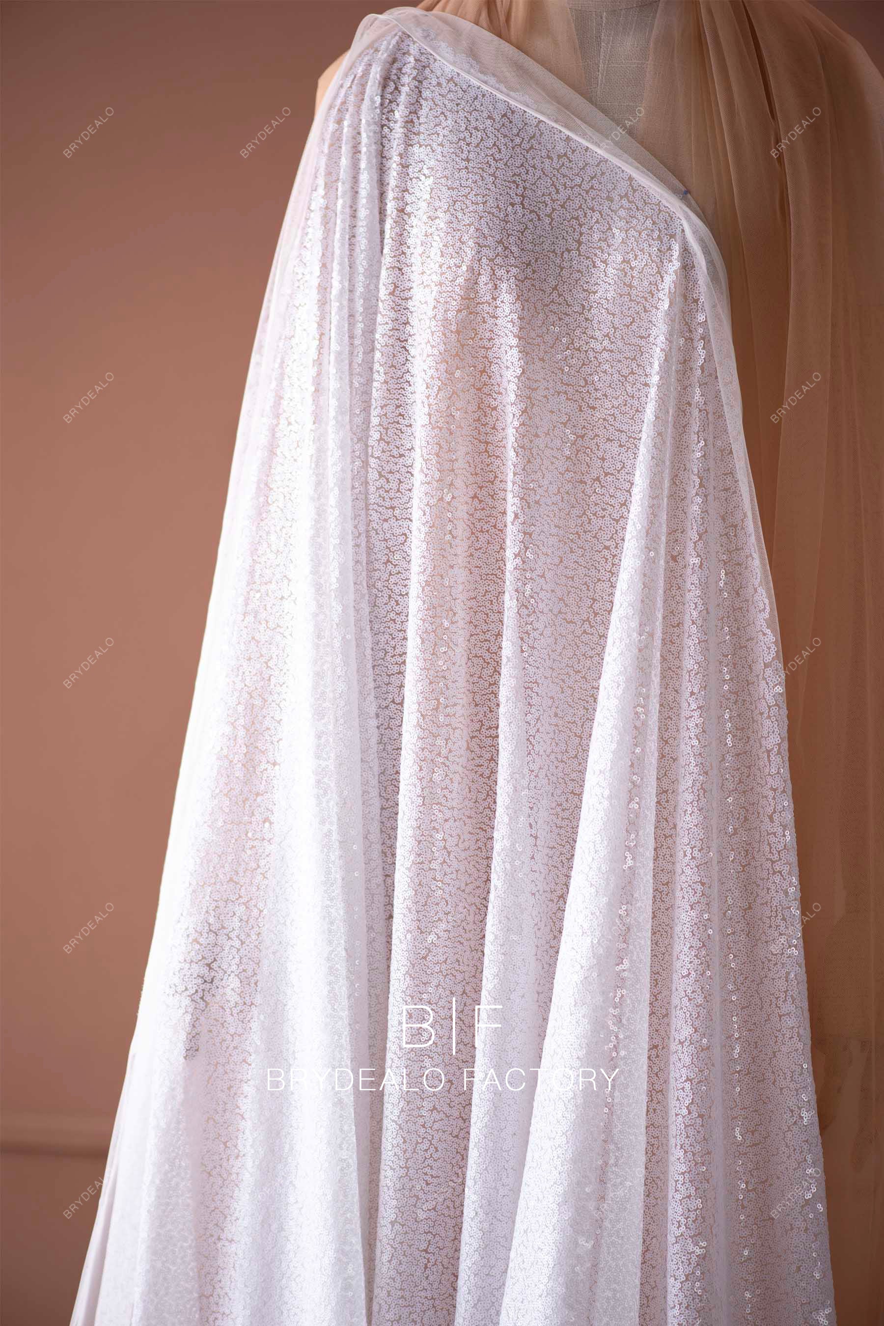 sequin fabric for dress 3mm Cream White Apparel Sequin Fabric