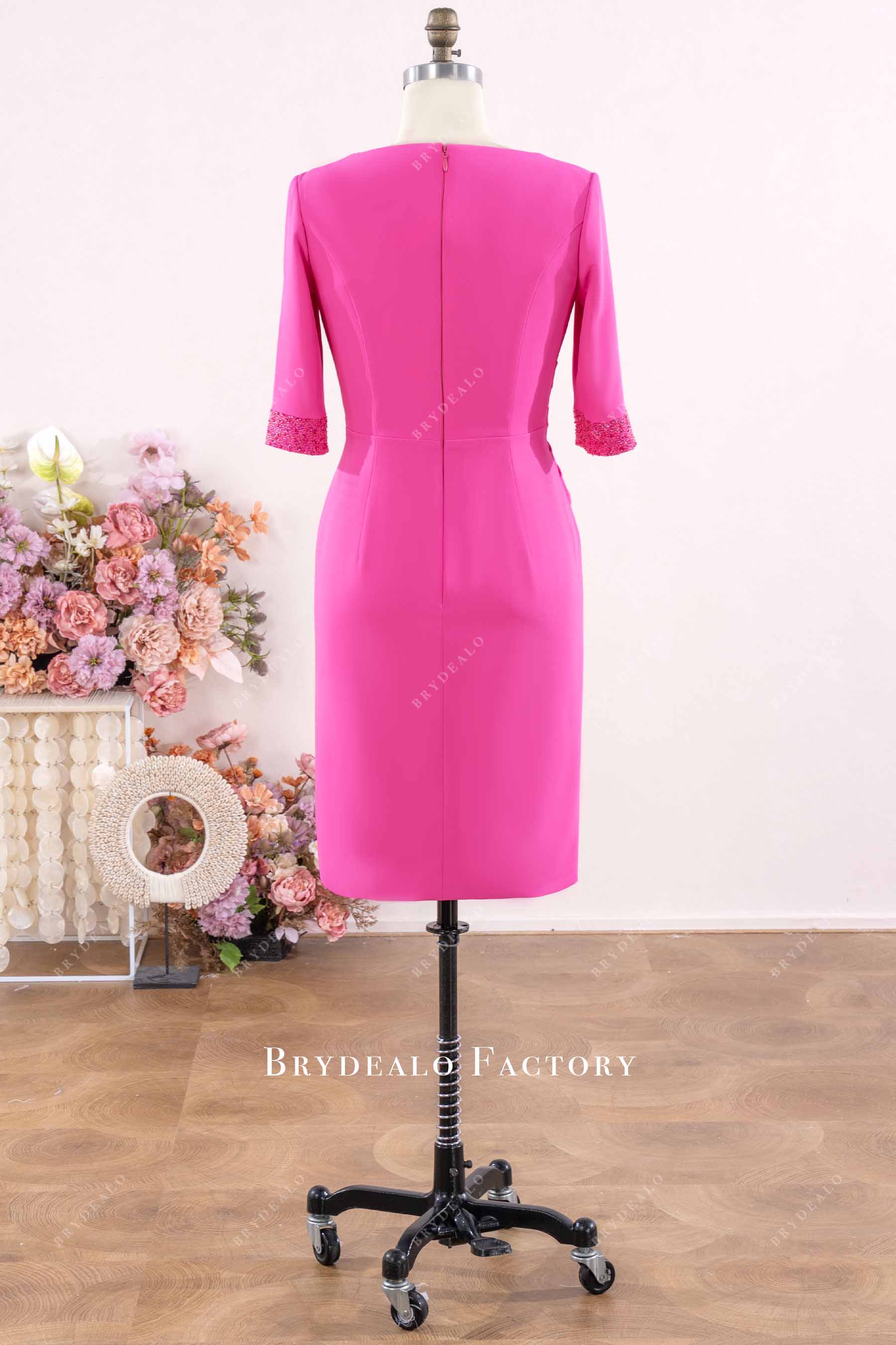 crepe half sleeve midi dress