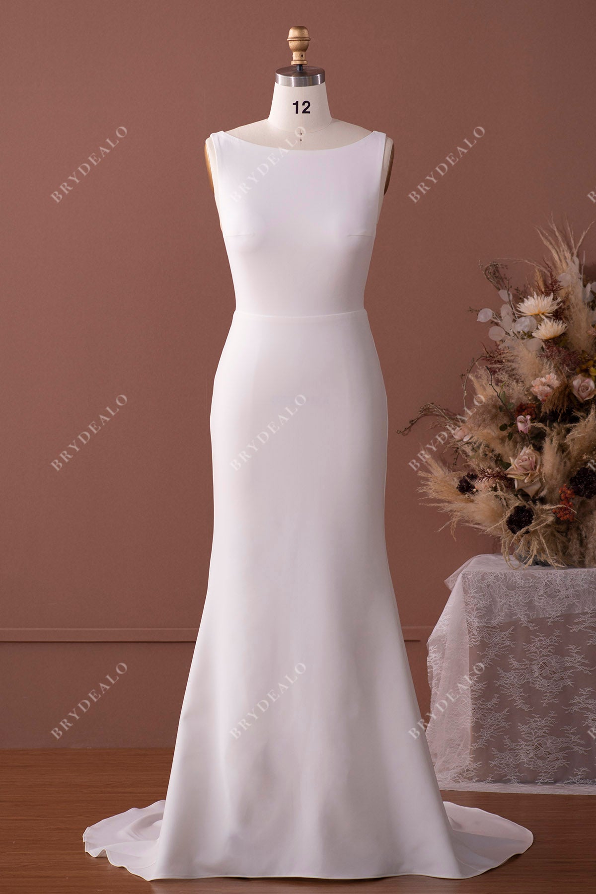 Long Sleeve Maxi Crepe Mermaid Regular Wedding Guest Dress mtn22114