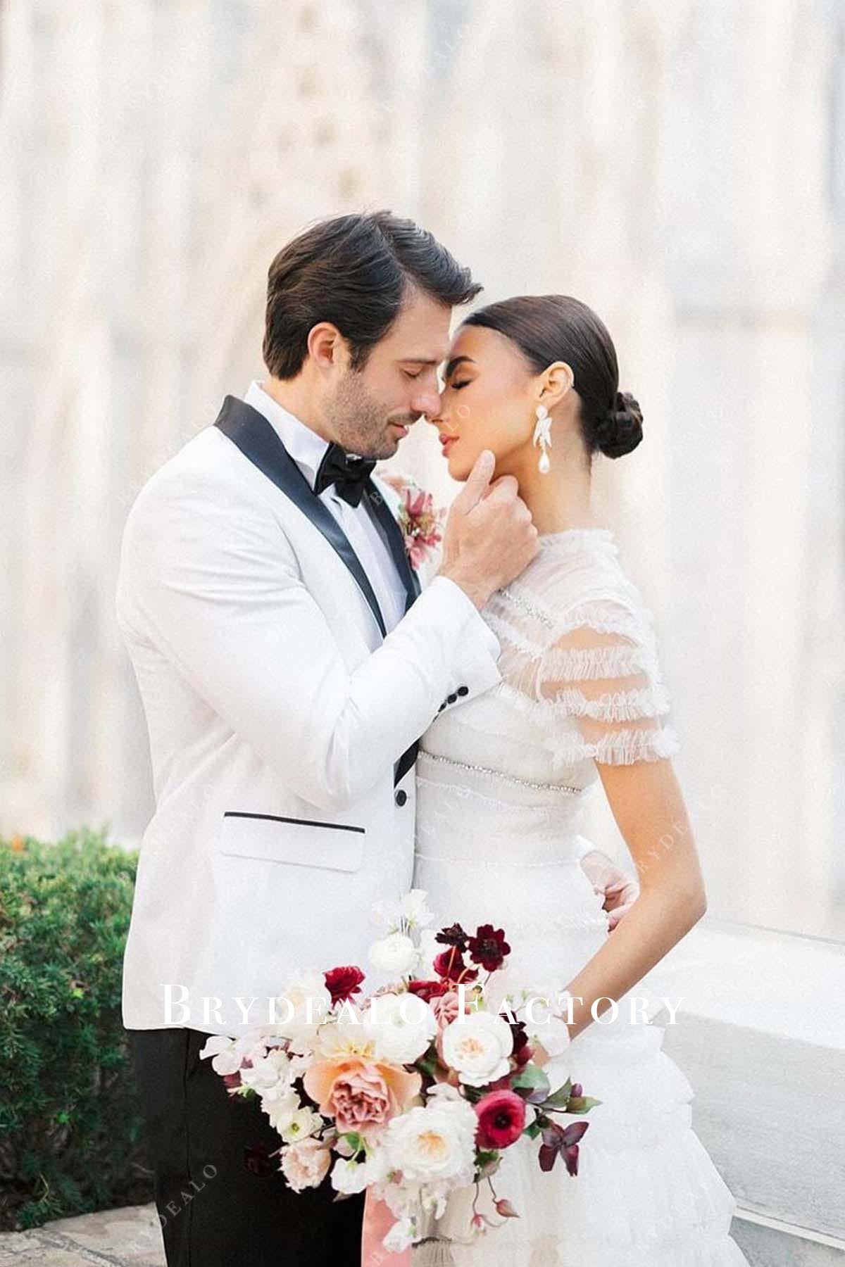 crew neck wedding dress