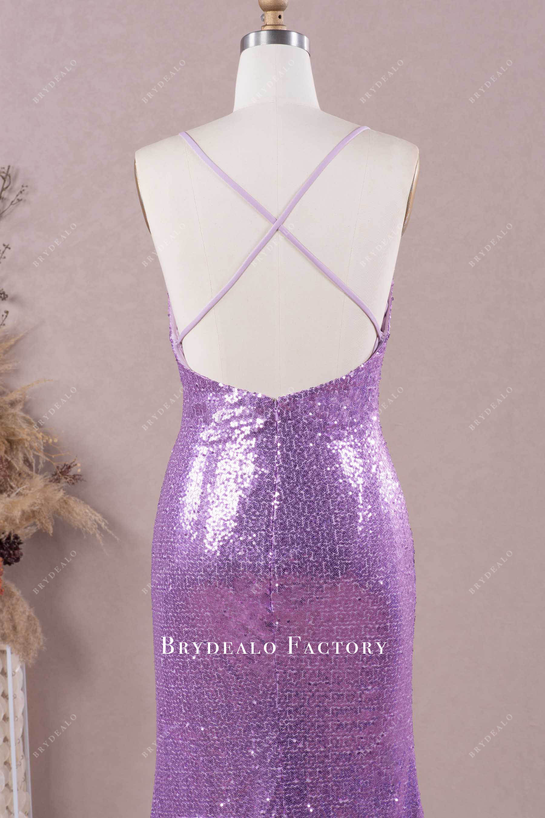 crisscross back evening dress