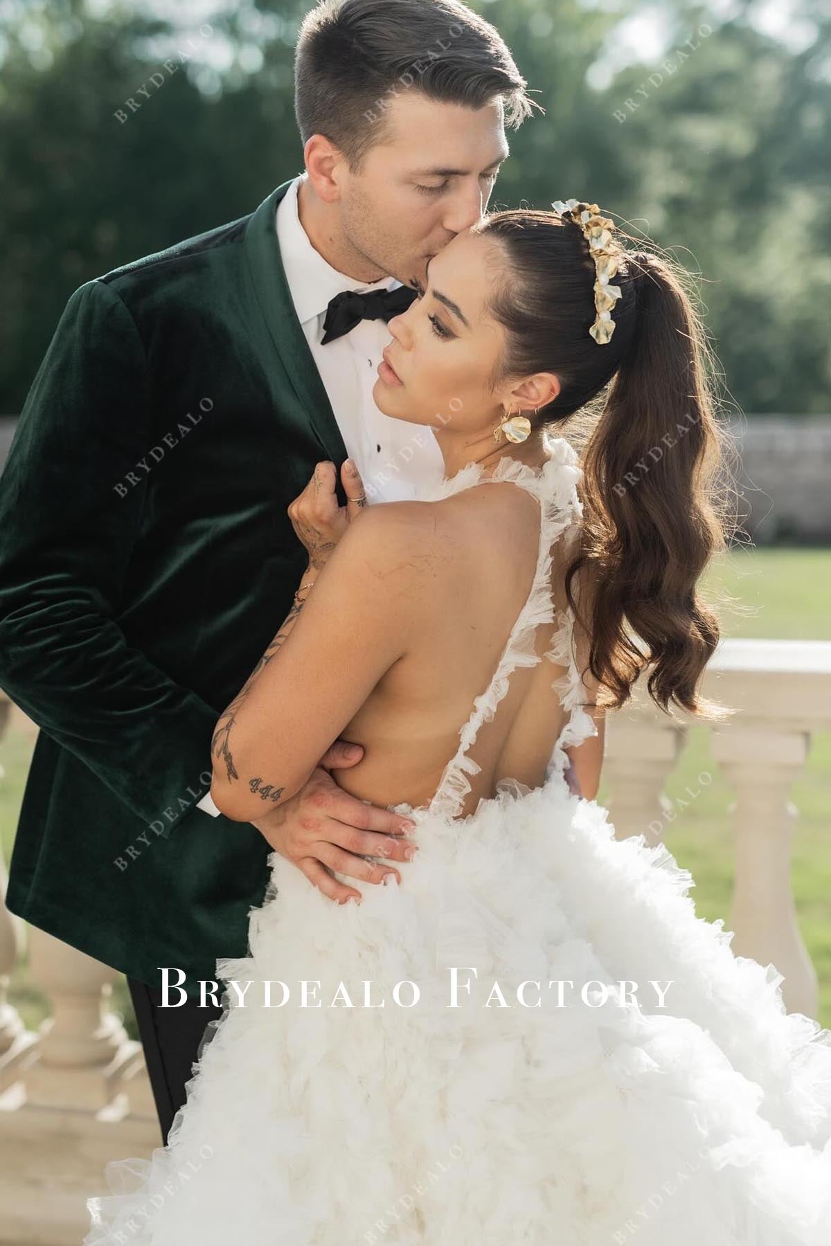 crisscross back wedding dress