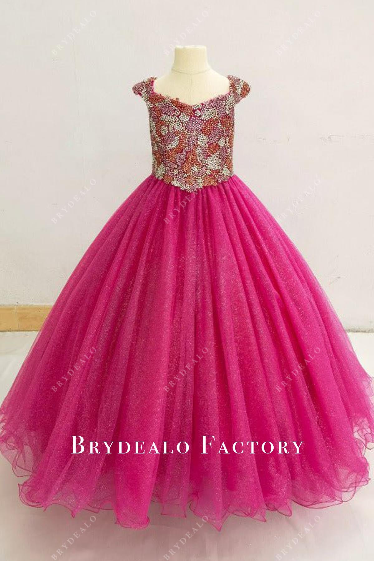crystal fuchsia a line pageant dress