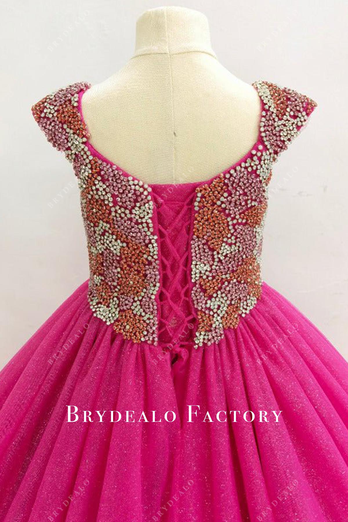 crystal lace up back pageant dress