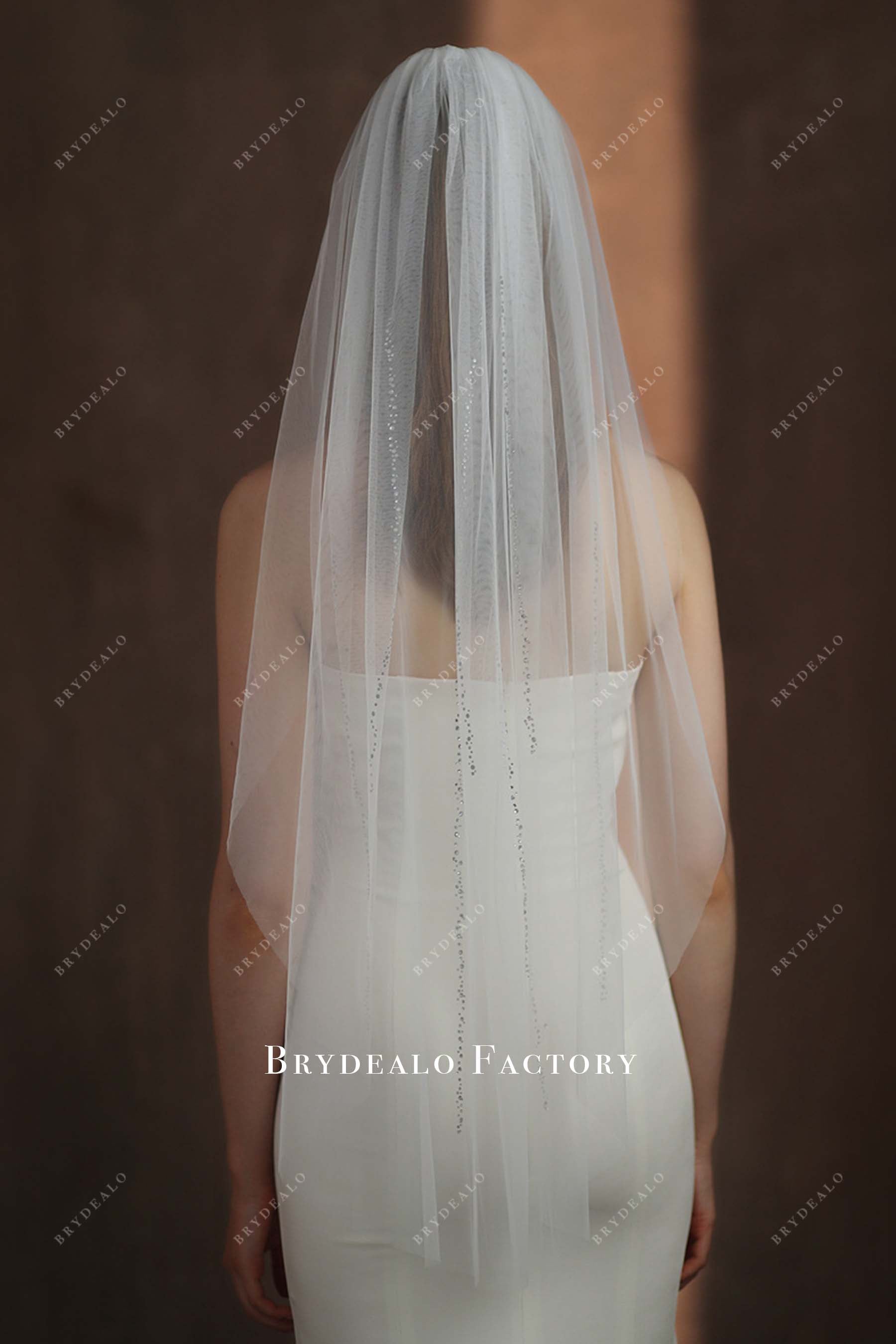crystal tulle bridal veil