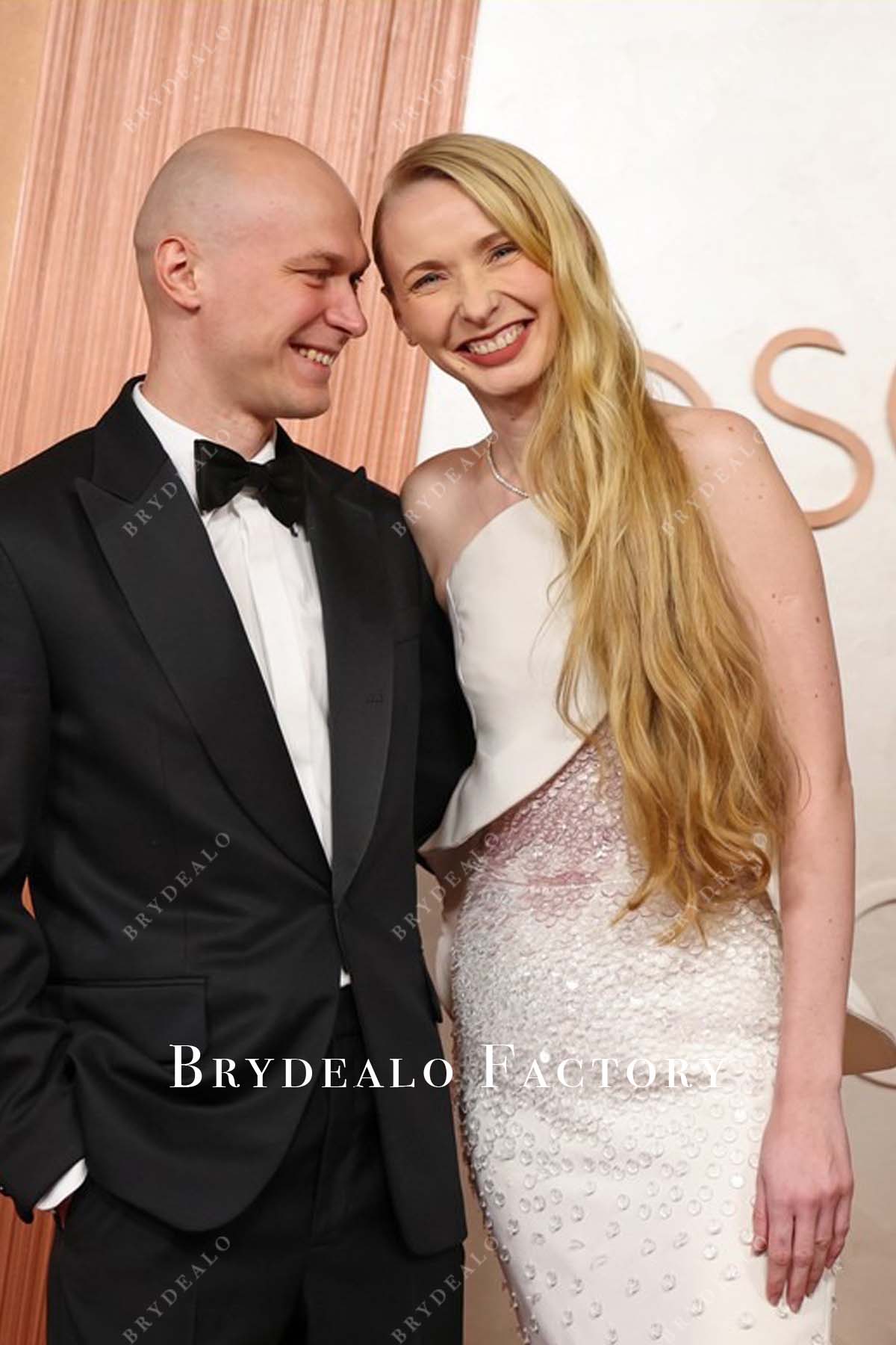 crystals Anna Shevchuk white 2025 Oscars red carpet dress