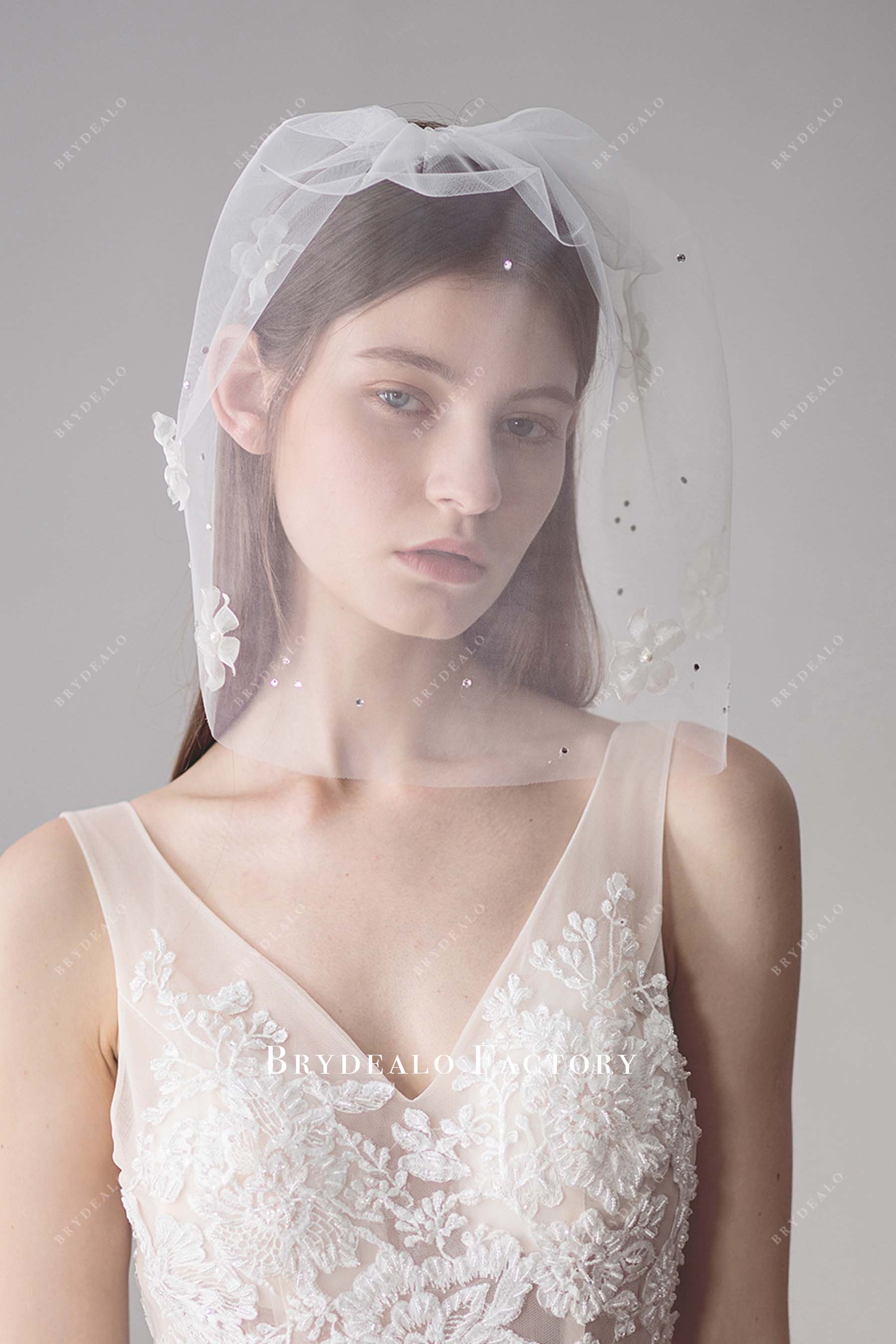 crystals birdcage bridal veil