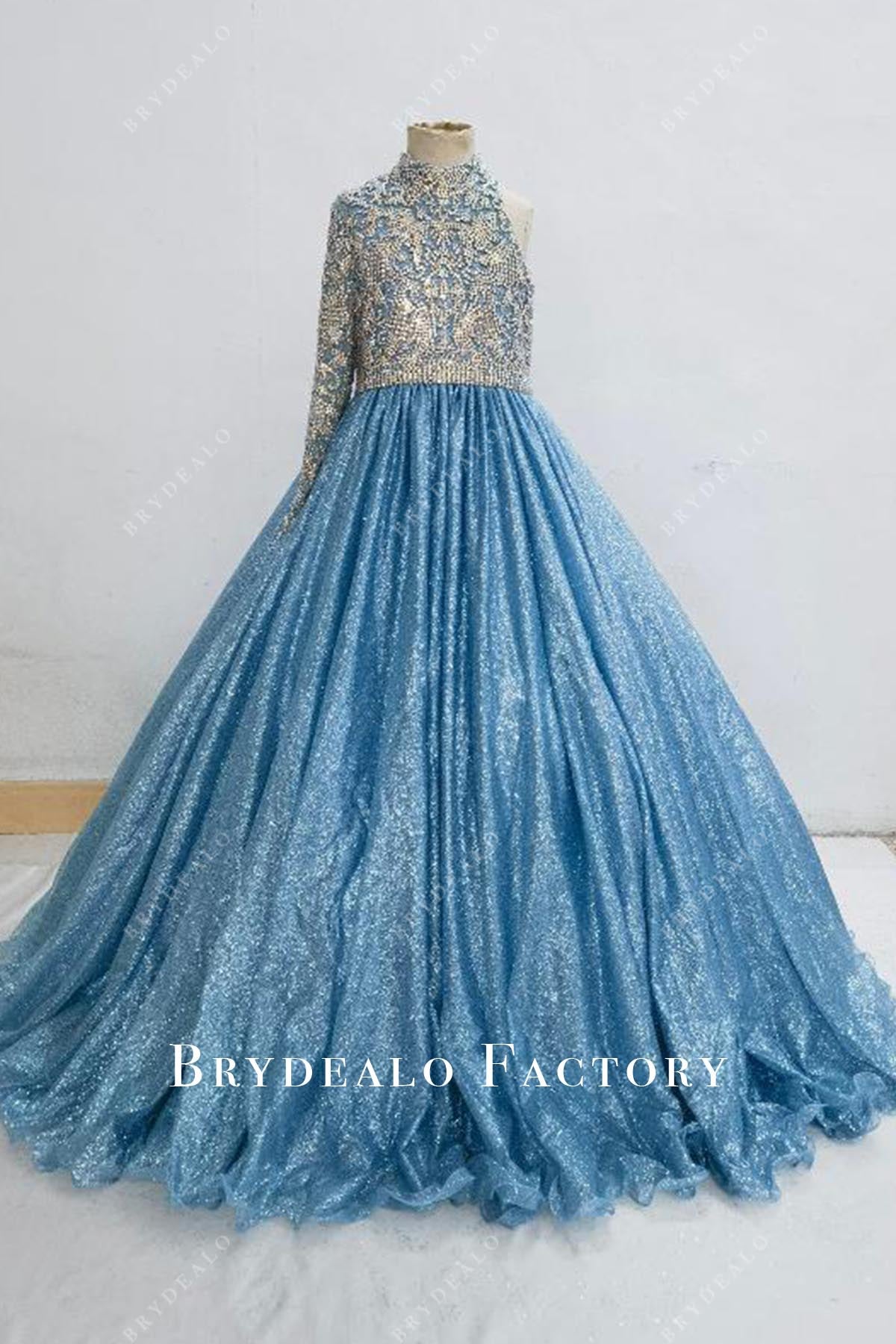 crystals blue pageant dress
