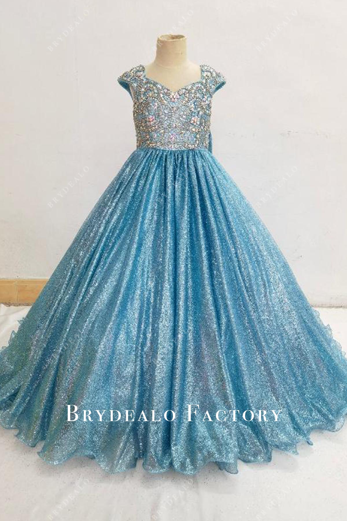 crystals blue pageant dress