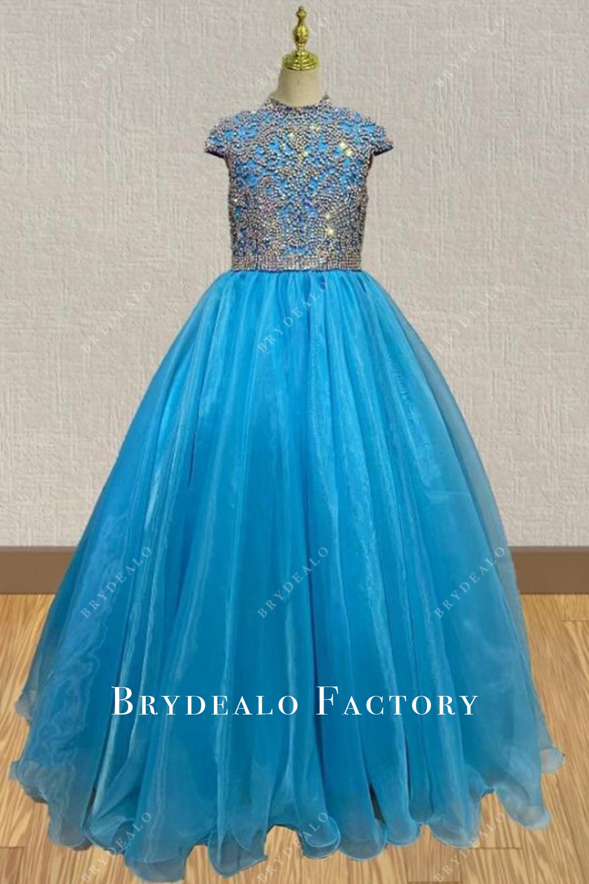 crystals blue pageant dress