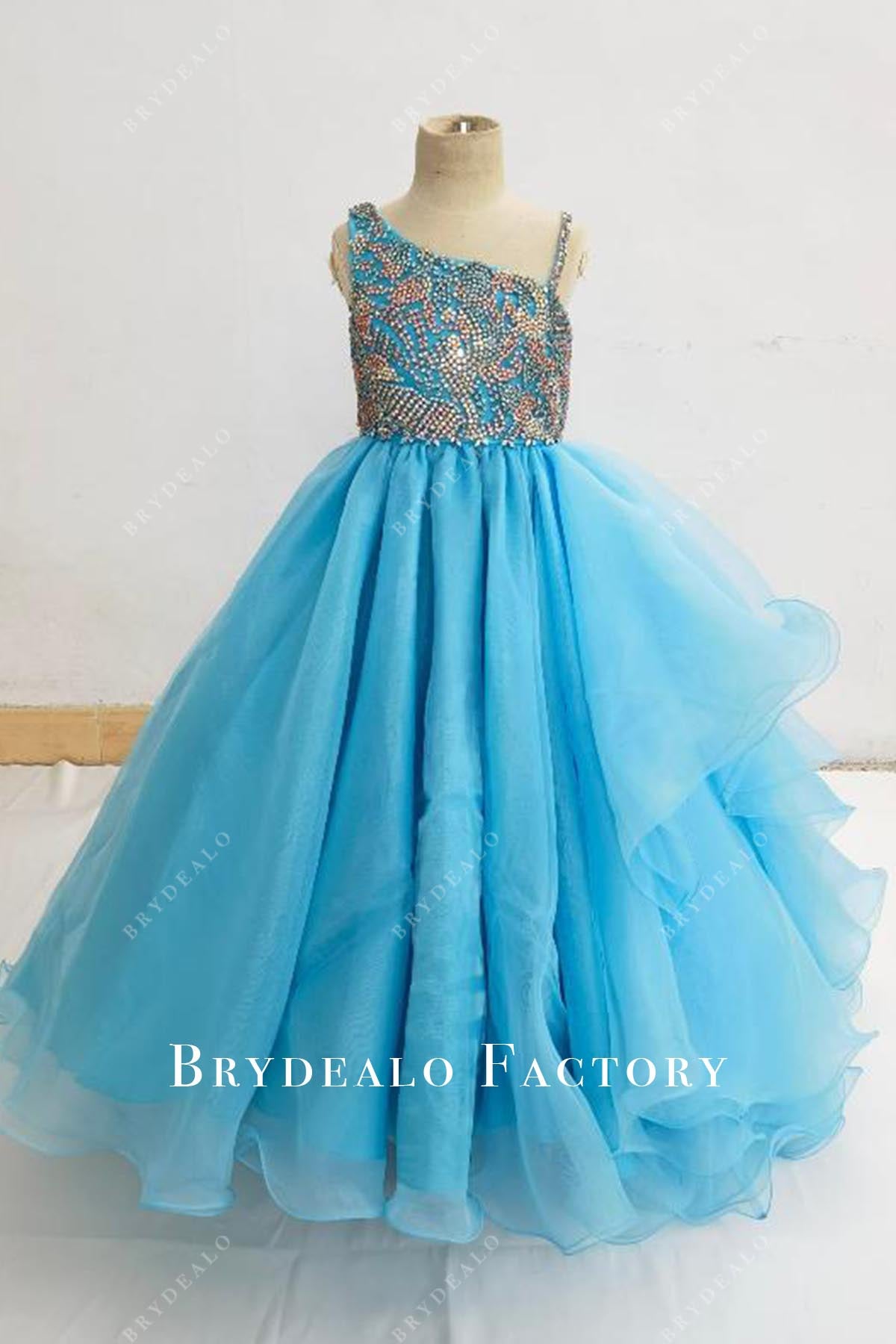 crystals blue pageant dress