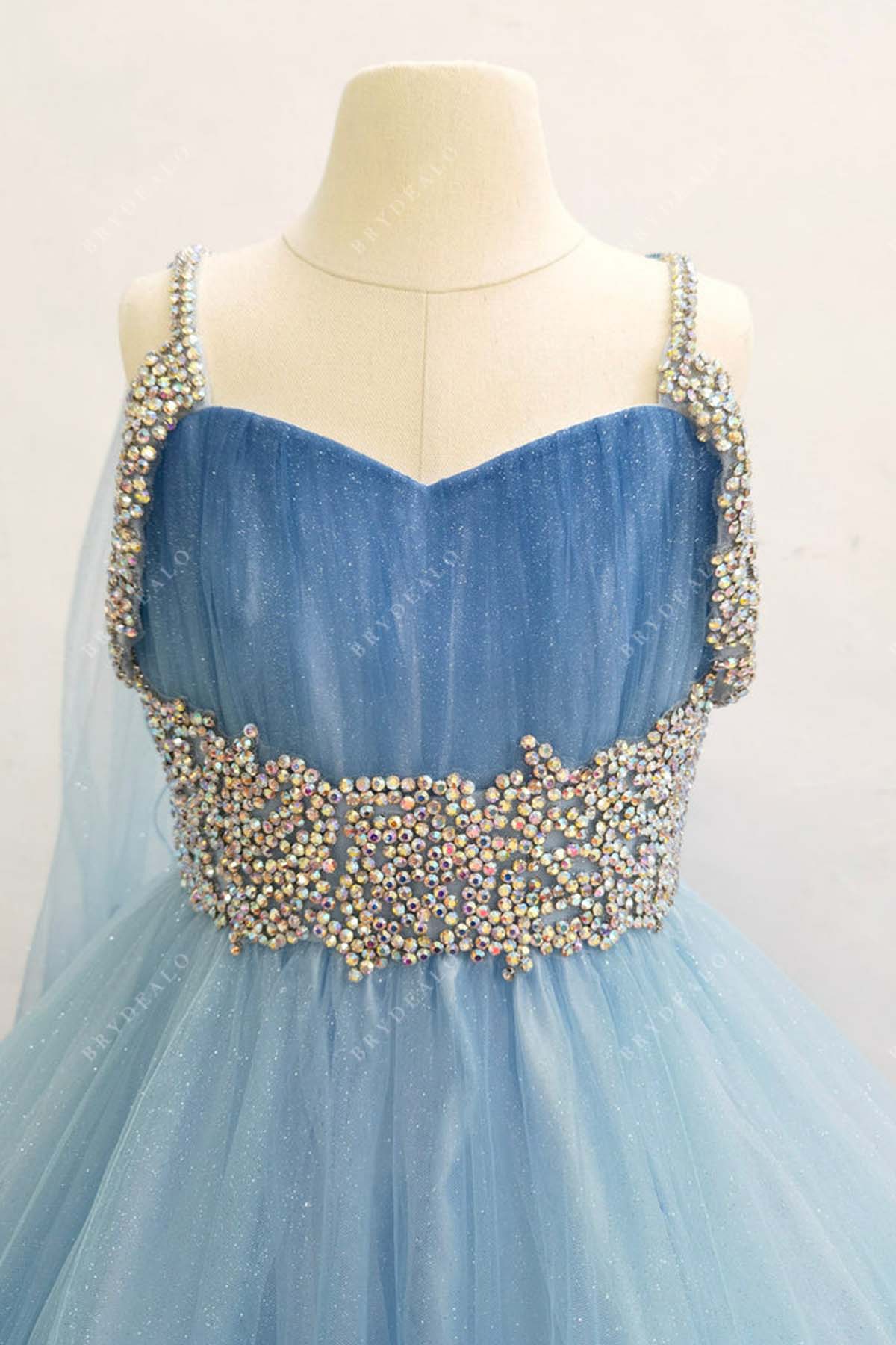 crystals blue semi sweetheart pageant dress