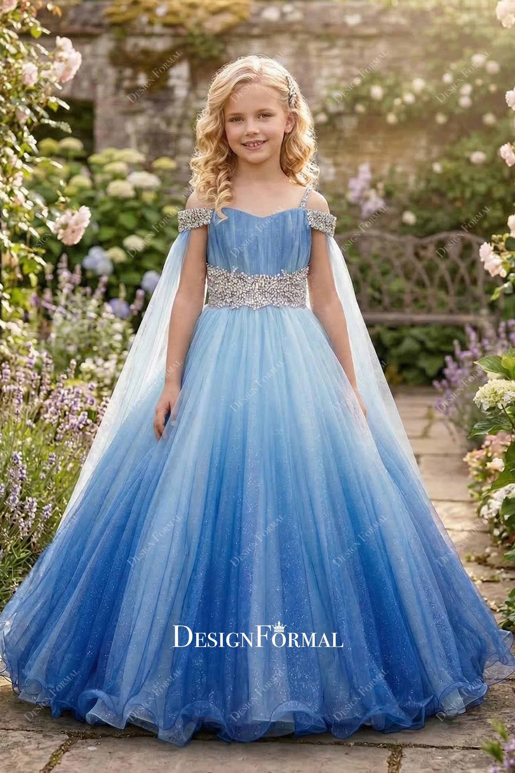 crystals blue semi sweetheart pageant dress
