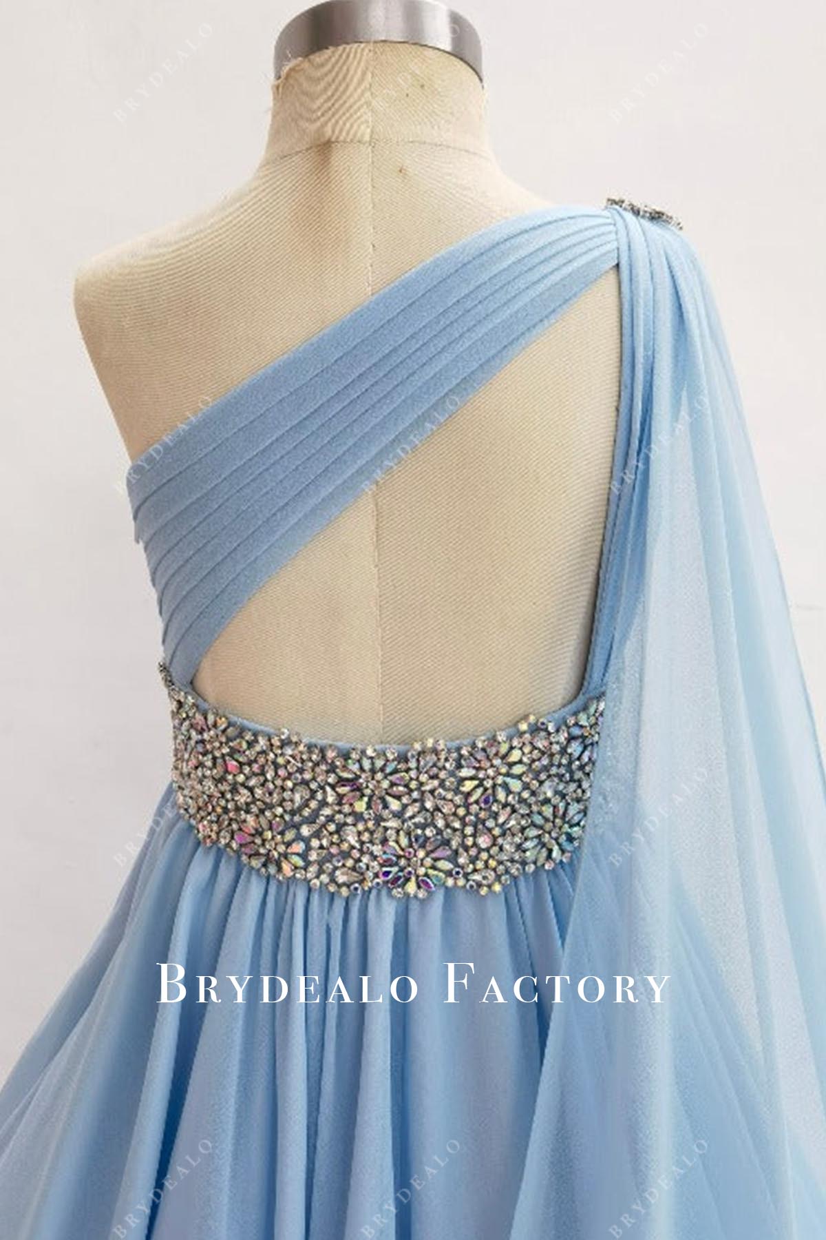 crystals blue with cape pageant dress