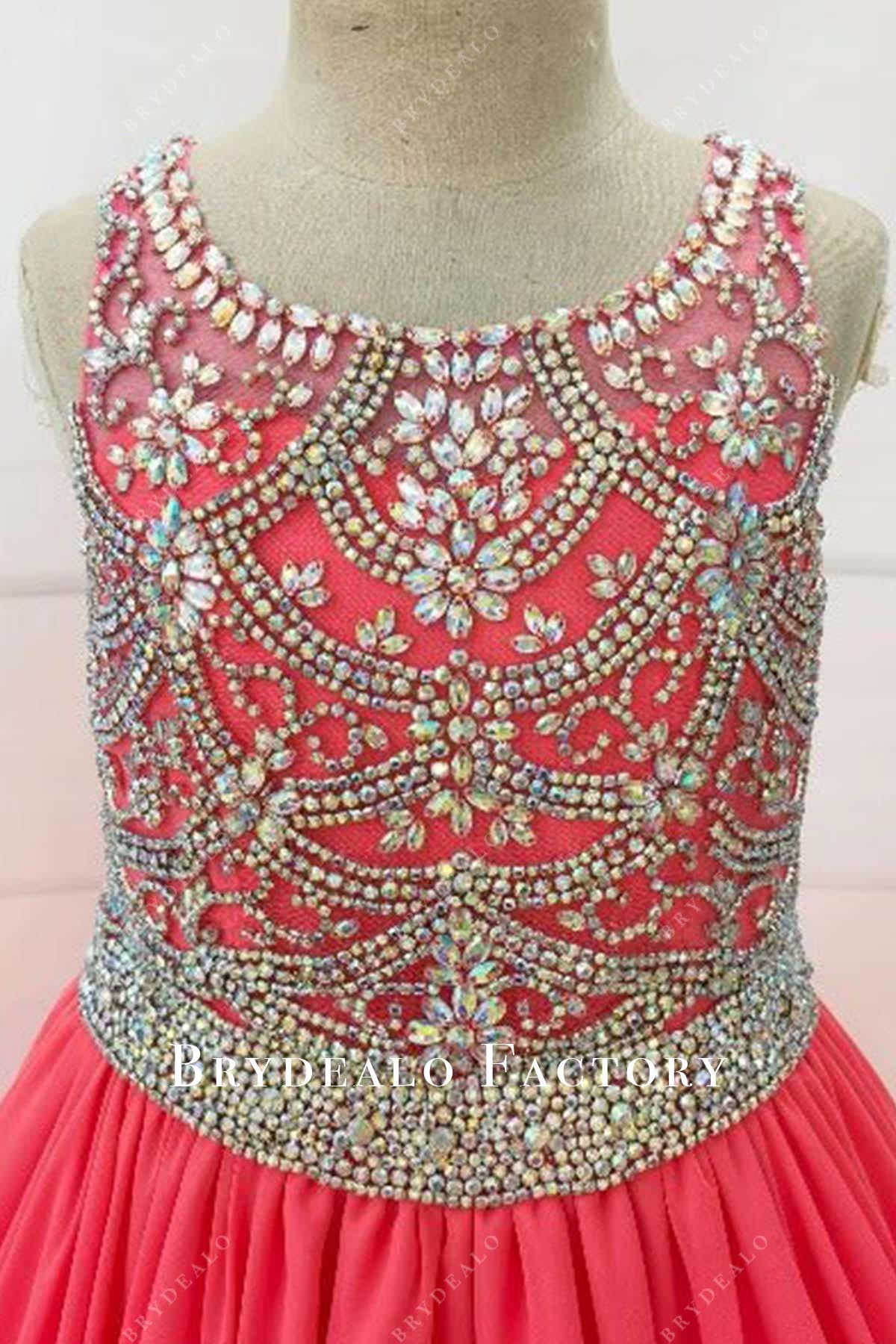 crystals boat neck pageant dress