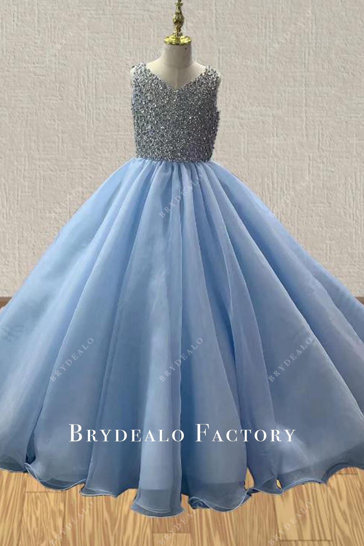 crystals bodice blue a line pageant dress