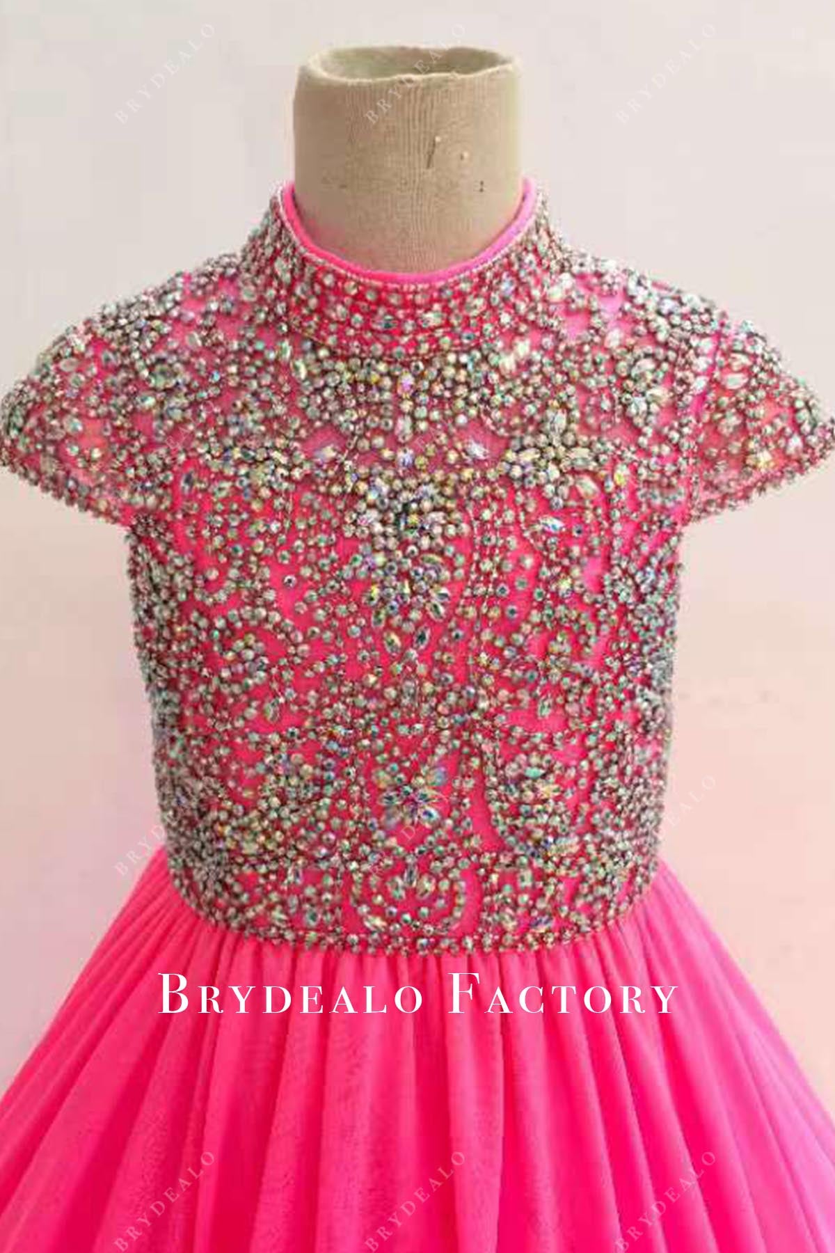 crystals cap sleeves pageant dress